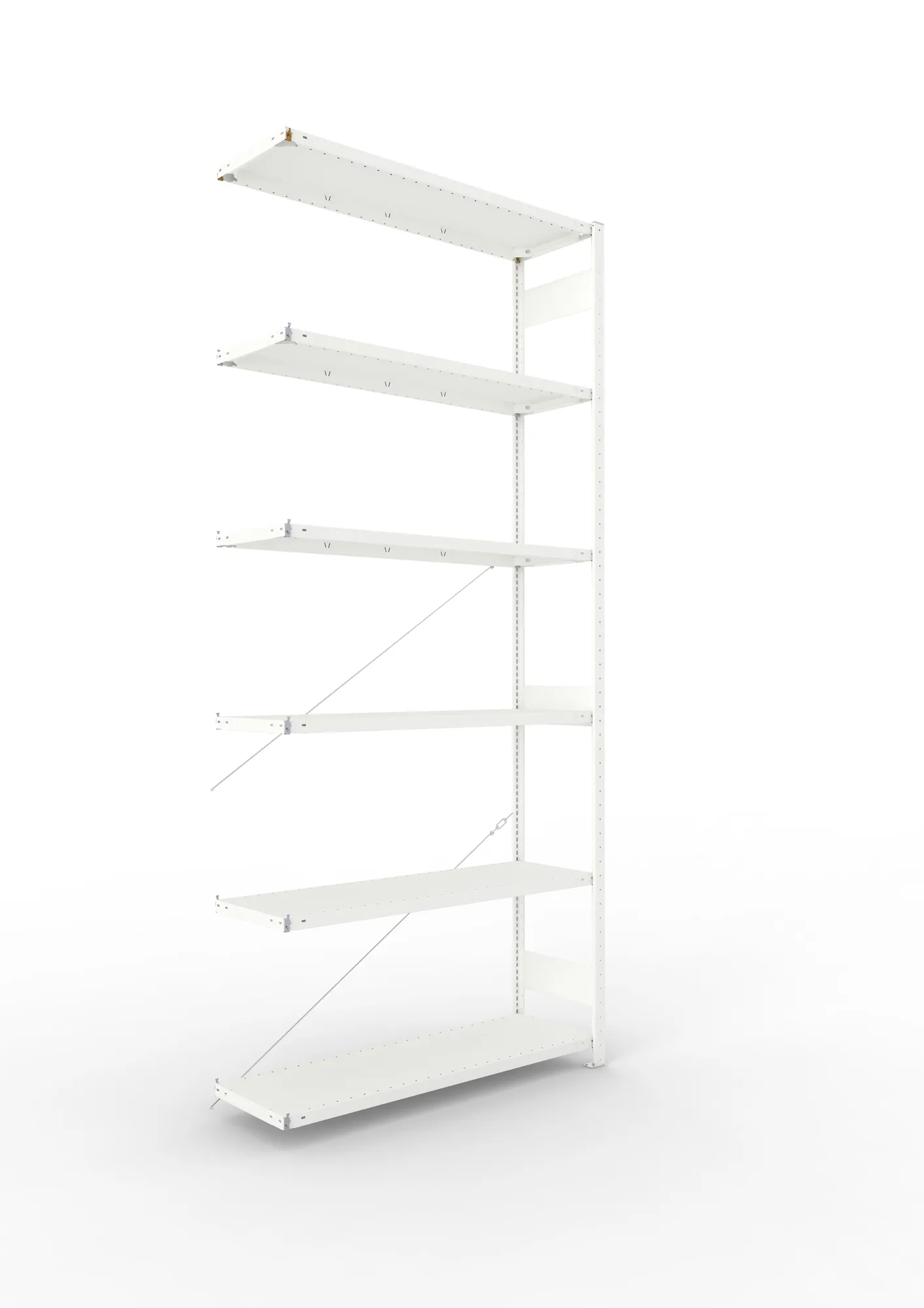 META CLIP | Fachbodenregal | Anbauregal | 3000 x 1300 x 400 mm | Fachlast 230 kg | 5+1 Ebenen | RAL 7035