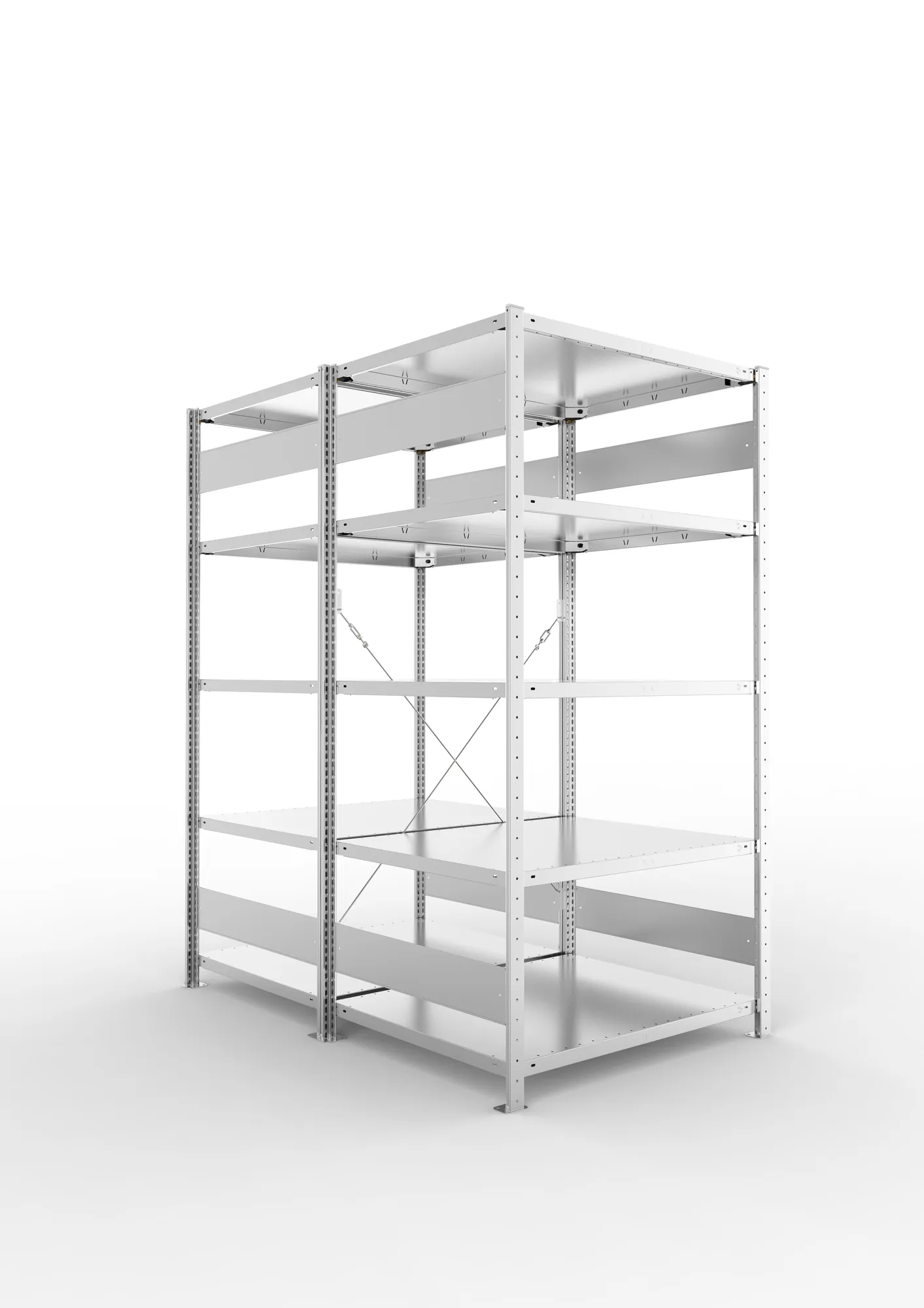 META CLIP | Fachbodenregal | Doppel-Grundregal | 2000 x 1000 x 800 mm | Fachlast 230 kg | 4+1 Ebenen | verzinkt