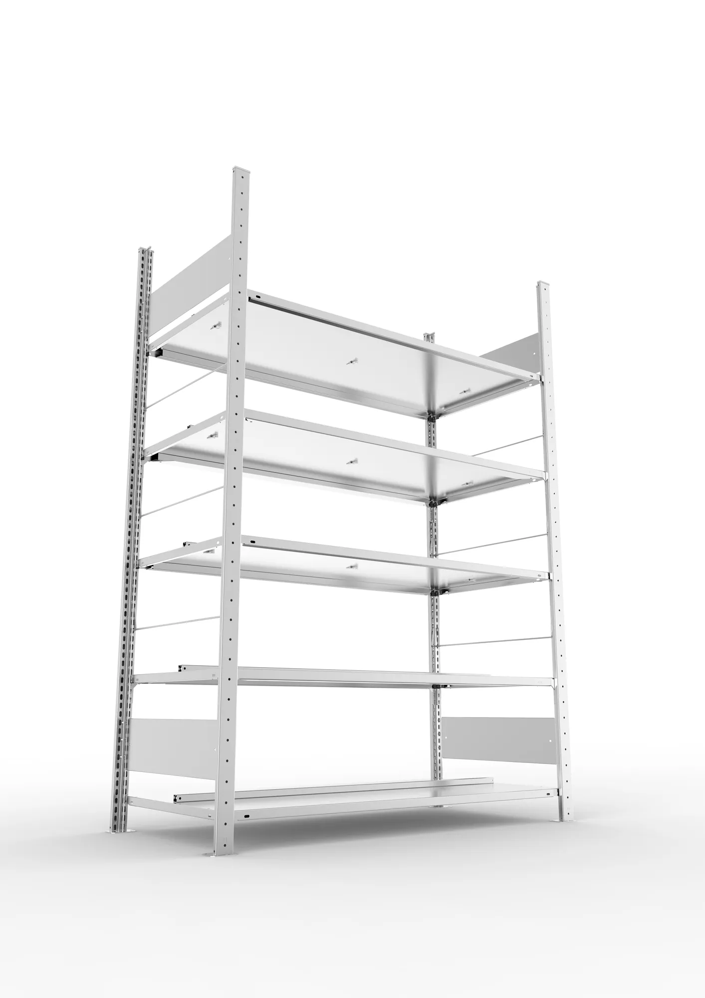 META COMPACT S3| Büro-Steckregal | Doppel-Grundregal | 1850 x 1250 x 600 mm | Fachlast 100 kg | 5 Ebenen | Mittelanschlag | verzinkt