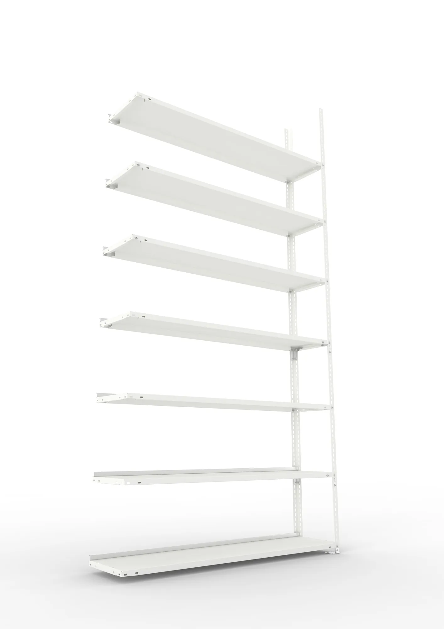 META FIX COMPACT | Büro-Schraubregal | Anbauregal | 2500 x 1250 x 300 mm | Fachlast 80 kg | 7 Ebenen | RAL 7035