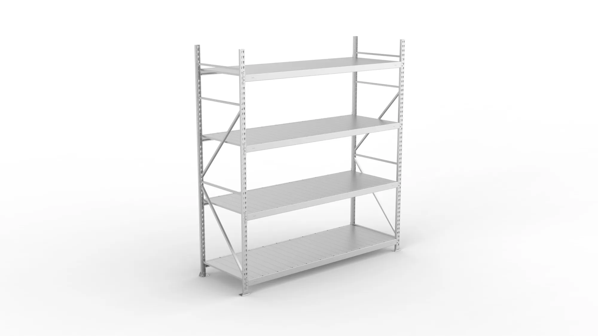 META MINI-RACK Weitspannregal | Grundregal | 2500 x 2200 x 800 mm | Fachlast 600 kg | Stahlpaneelböden | 4 Ebenen