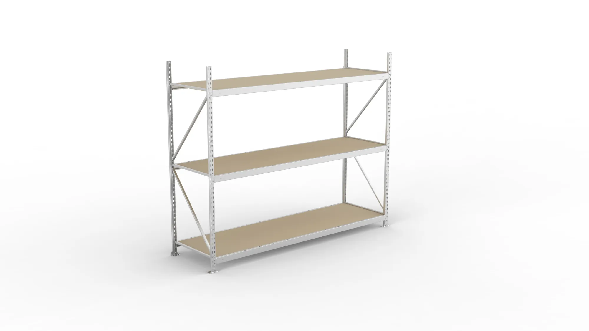 META MINI-RACK Weitspannregal | Grundregal | 2200 x 2600 x 800 mm | Fachlast 490 kg | Spanplattenböden | 3 Ebenen