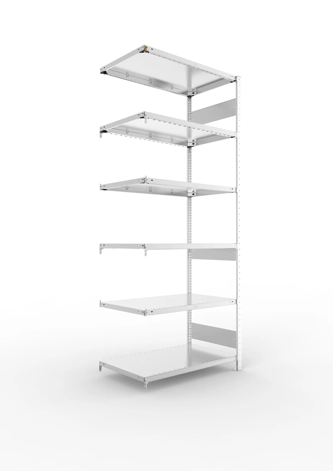 META CLIP S3 | Fachbodenregal | Anbauregal | 2500 x 1000 x 600 mm | Fachlast 150 kg | 5+1 Ebenen | Längsriegel | verzinkt