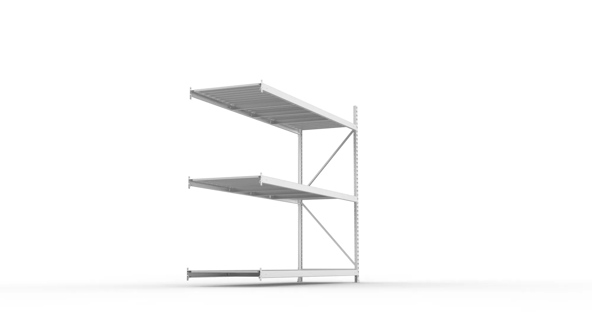 META MINI-RACK Weitspannregal | Anbauregal | 2200 x 2600 x 800 mm | Fachlast 490 kg | Stahlpaneelböden | 3 Ebenen