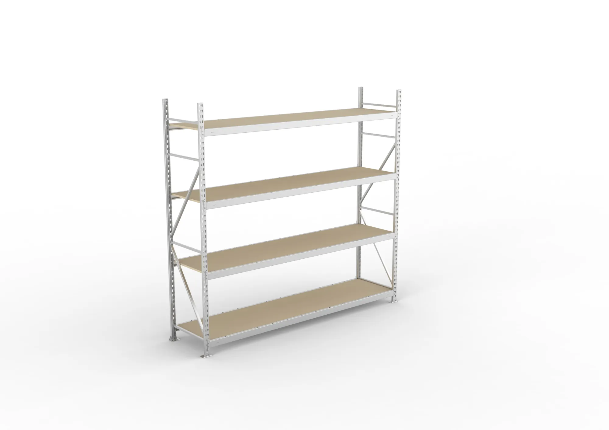 META MINI-RACK Weitspannregal | Grundregal | 2500 x 2600 x 650 mm | Fachlast 490 kg | Spanplattenböden | 4 Ebenen