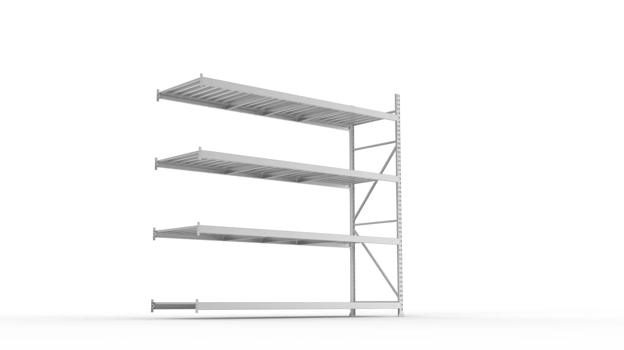 META MINI-RACK Weitspannregal | Anbauregal | 2500 x 2600 x 800 mm | Fachlast 490 kg | Stahlpaneelböden | 4 Ebenen