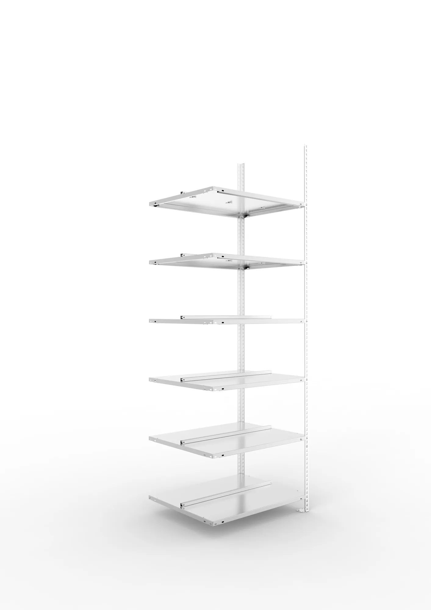 META FIX COMPACT | Büro-Schraubregal | Anbauregal | 2200 x 750 x 600 mm | Fachlast 100 kg | 6 Ebenen | verzinkt