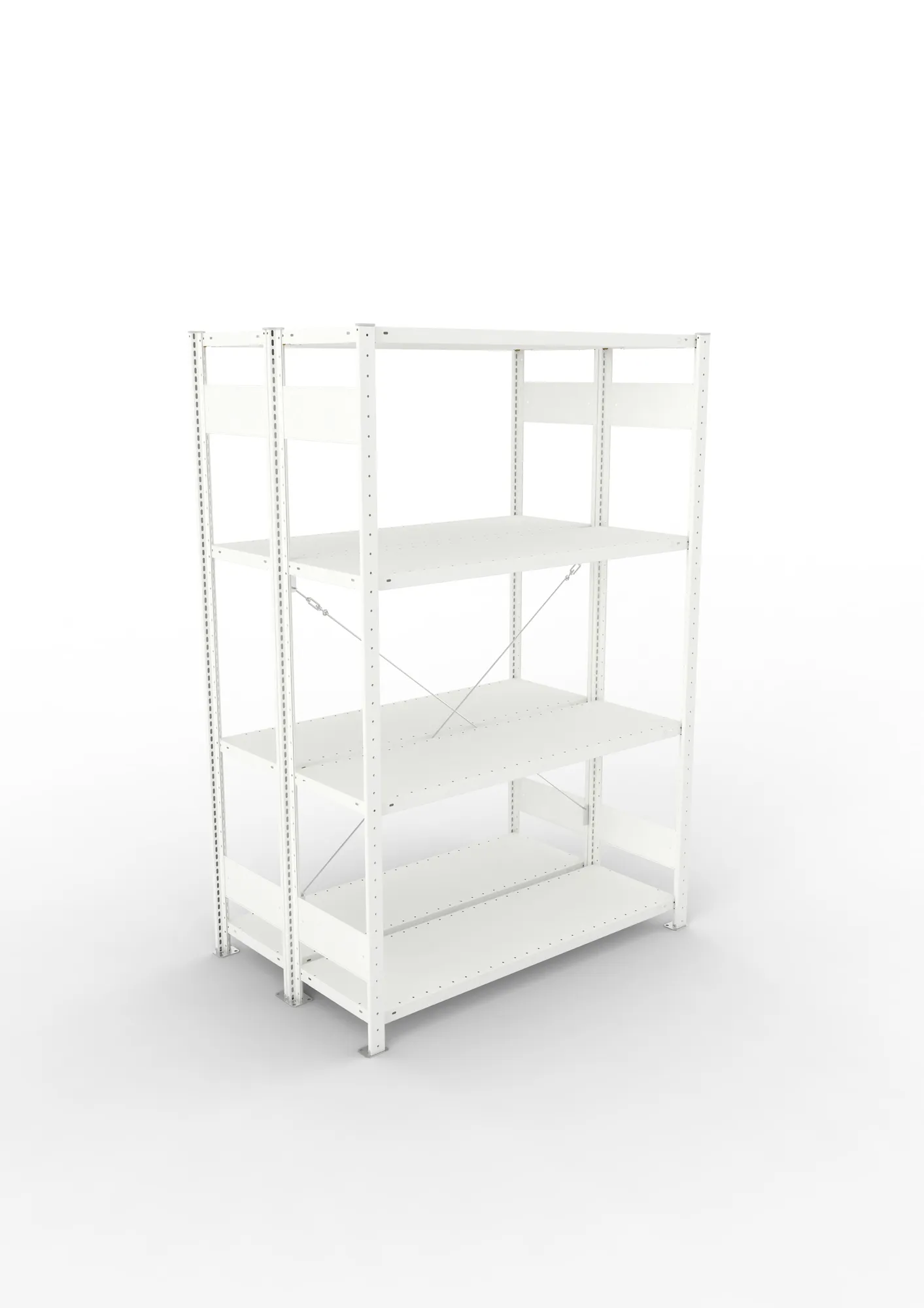 META CLIP | Fachbodenregal | Doppel-Grundregal | 2000 x 1300 x 400 mm | Fachlast 230 kg | 3+1 Ebenen | RAL 7035