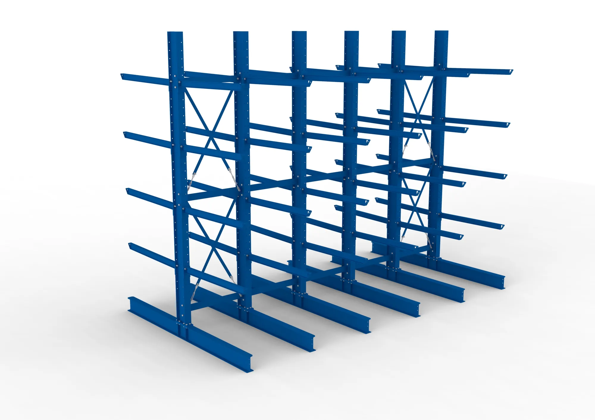META MULTISTRONG H | Kragarmregal | 5 Felder | 4000 x 5000 x 1250 mm | Armlast 400 kg | doppelseitig | 4+1 Ebenen