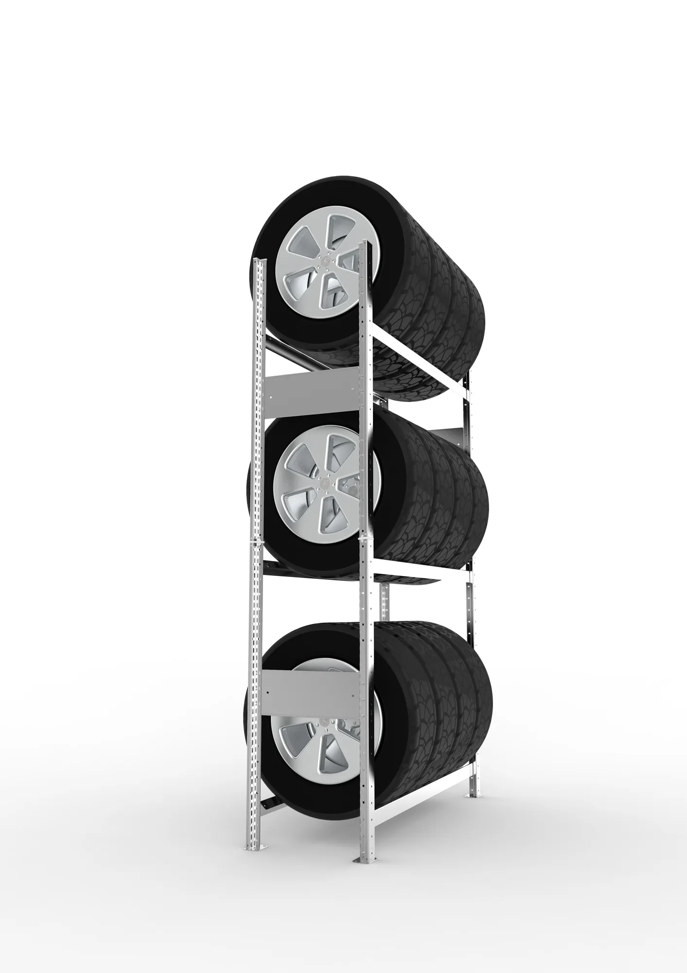 META CLIP SPLIT | Reifenregal | Grundregal | 2000 x 1150 x 400 mm | Fachlast 150 kg | 3 Ebenen | verzinkt