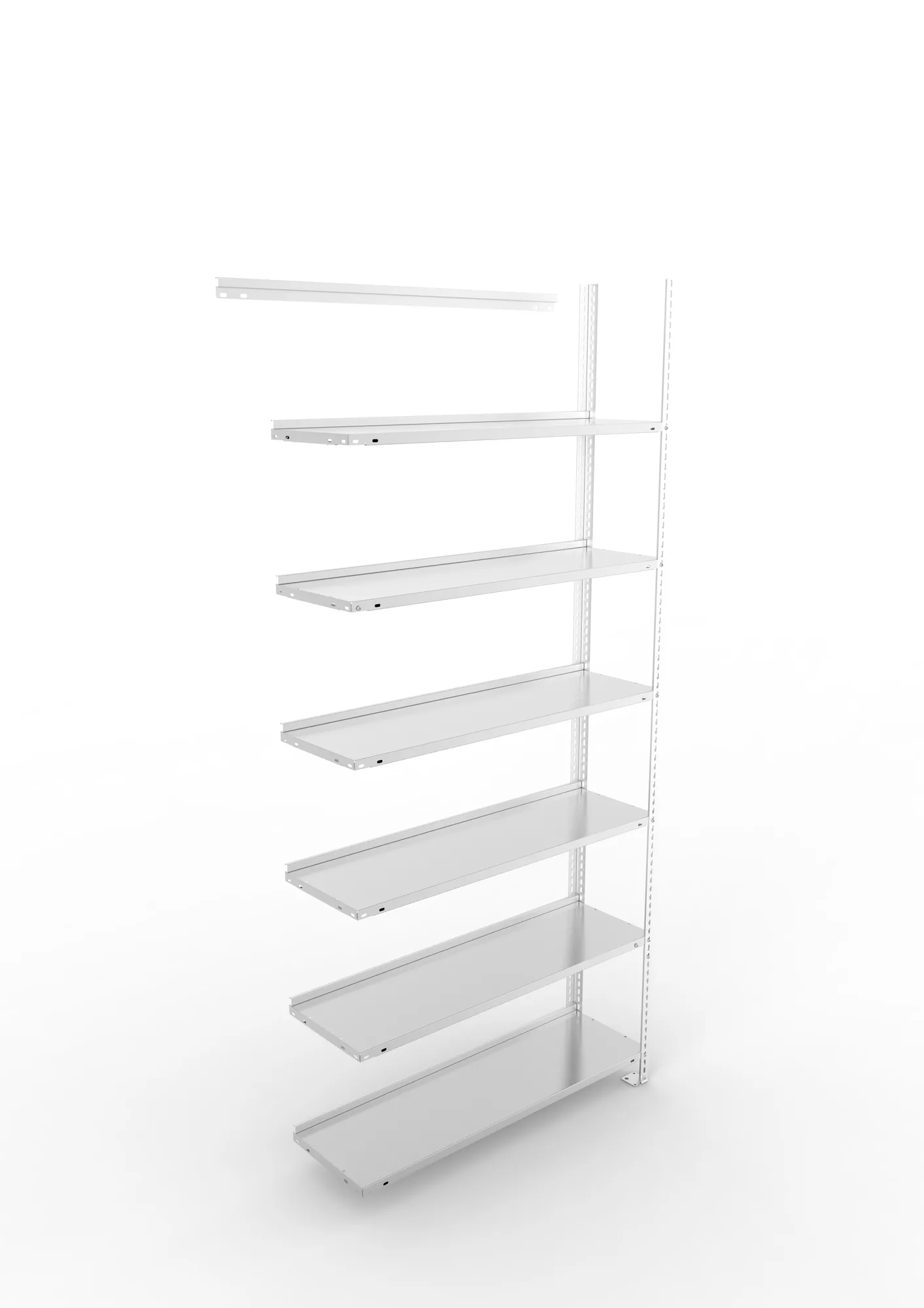 META FIX COMPACT | Büro-Schraubregal | Anbauregal | 2200 x 1000 x 300 mm | Fachlast 80 kg | 6 Ebenen | verzinkt