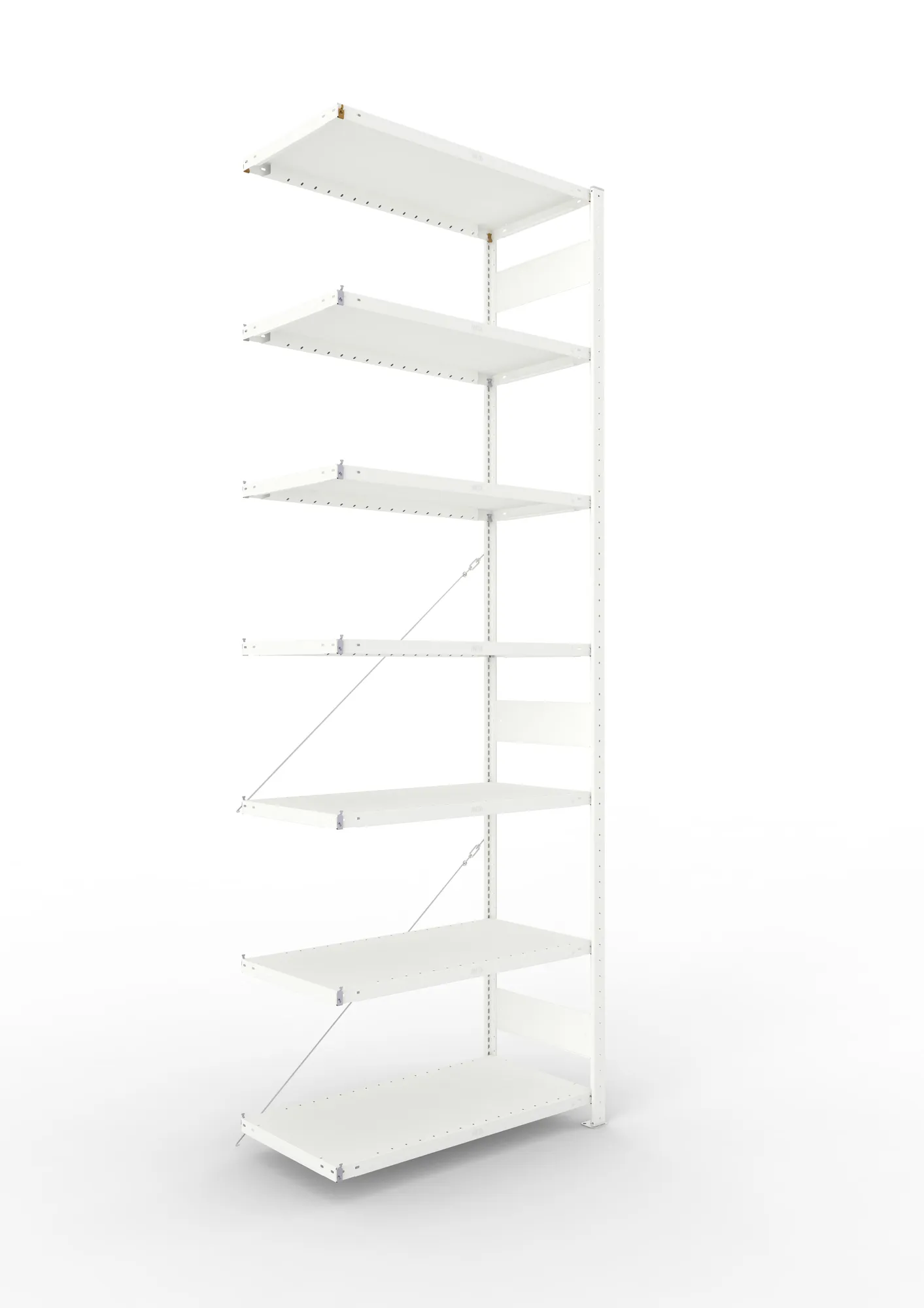 META CLIP | Fachbodenregal | Anbauregal | 3000 x 1000 x 500 mm | Fachlast 230 kg | 6+1 Ebenen | RAL 7035