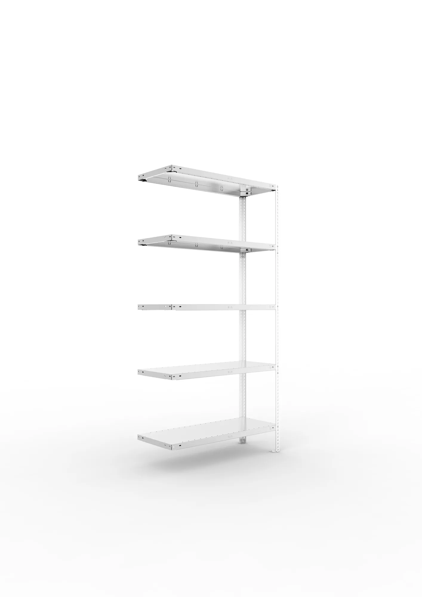 META FIX | Fachbodenregal | Anbauregal | 2000 x 1000 x 400 mm | Fachlast 150 kg | 5 Ebenen | verzinkt
