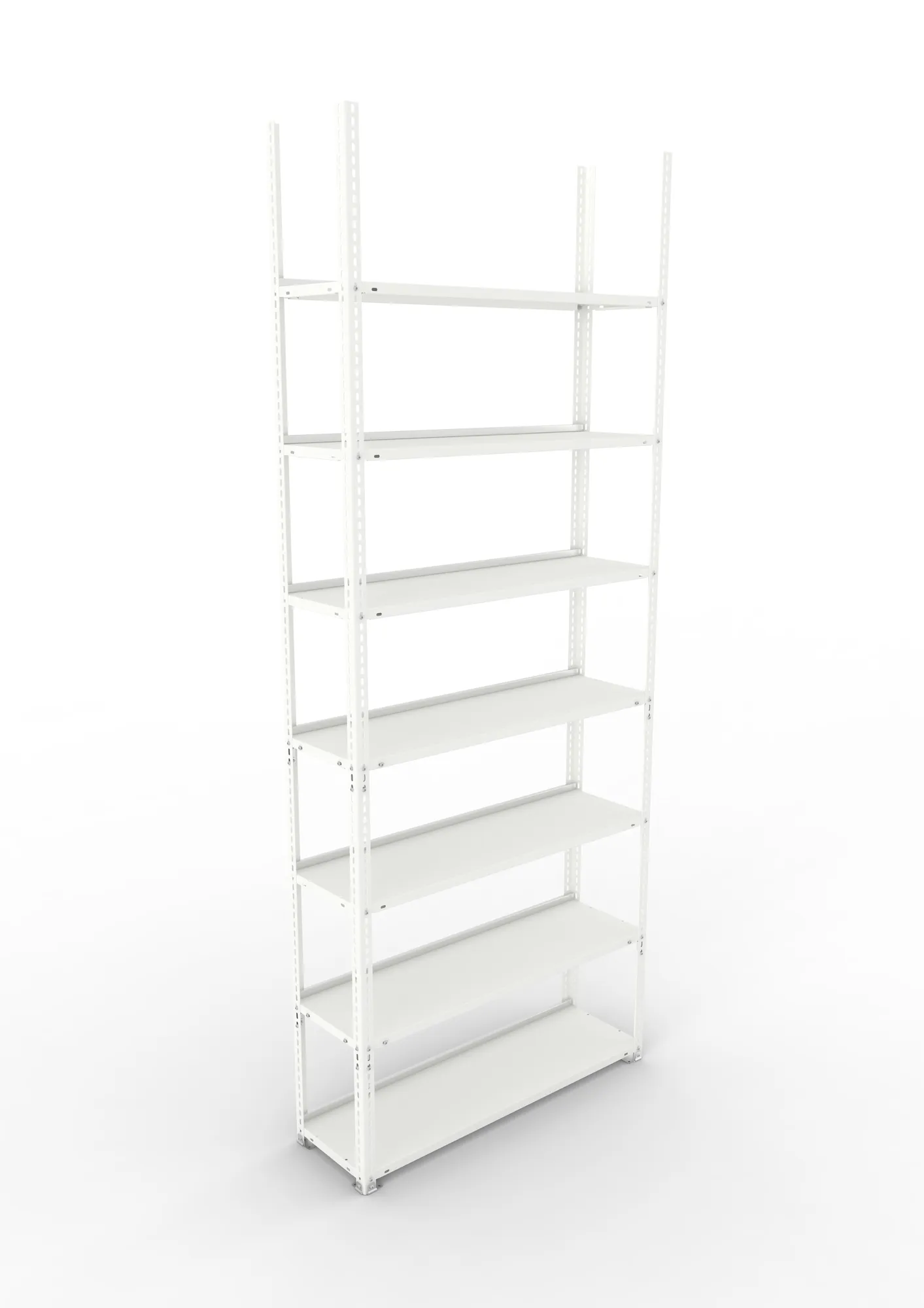 META FIX COMPACT | Büro-Schraubregal | Grundregal | 2500 x 1000 x 300 mm | Fachlast 80 kg | 7 Ebenen | RAL 7035