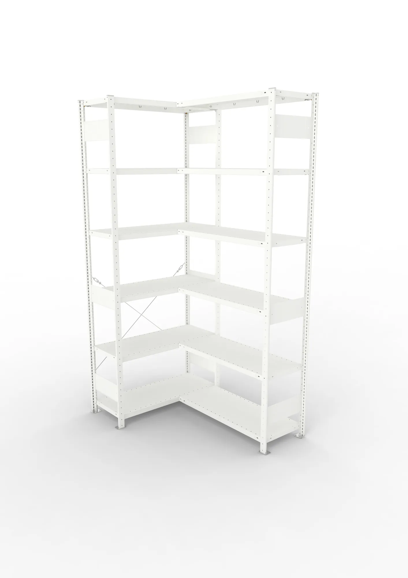 META CLIP | Eckregal | 2500 x 1000 x 400 mm | Fachlast 100 kg | 5+1 Ebenen | RAL 7035