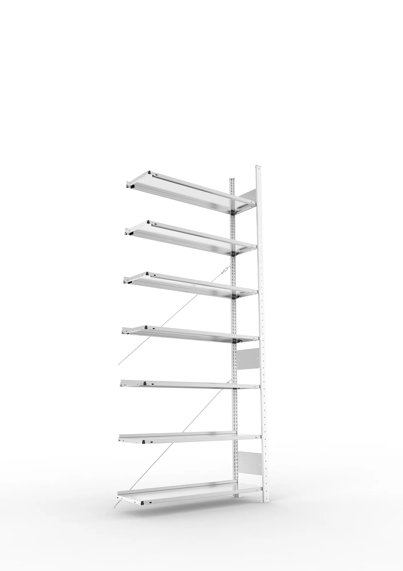 META COMPACT S3| Büro-Steckregal | Anbauregal | 2500 x 1000 x 300 mm | Fachlast 80 kg | 7 Ebenen | Endanschlag | verzinkt