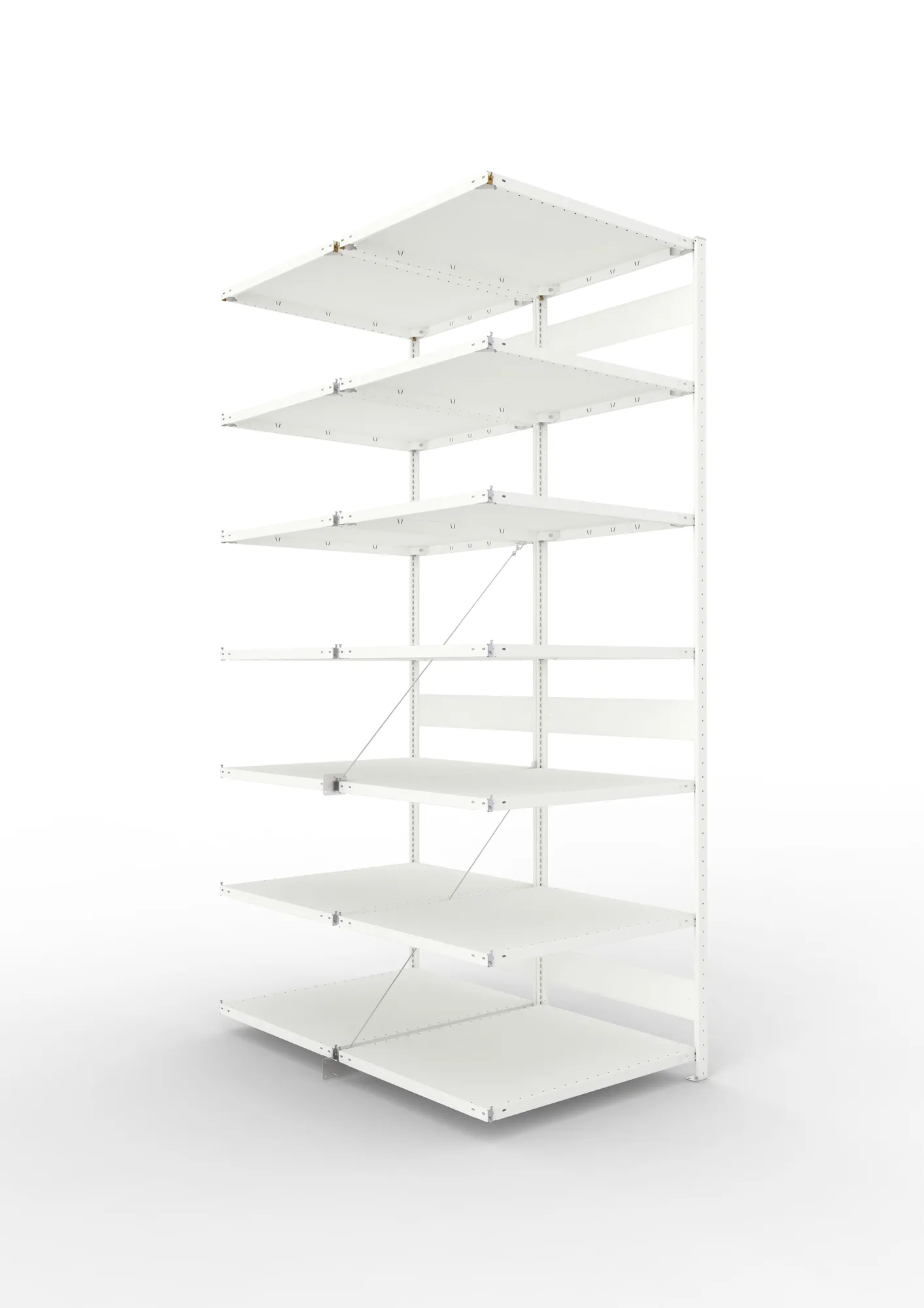 META CLIP | Fachbodenregal | Doppel-Anbauregal | 3000 x 1000 x 800 mm | Fachlast 230 kg | 6+1 Ebenen | RAL 7035