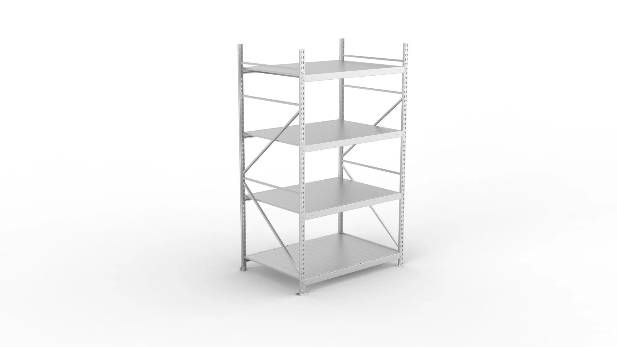 META MINI-RACK Weitspannregal | Grundregal | 2500 x 1400 x 1050 mm | Fachlast 600 kg | Stahlpaneelböden | 4 Ebenen
