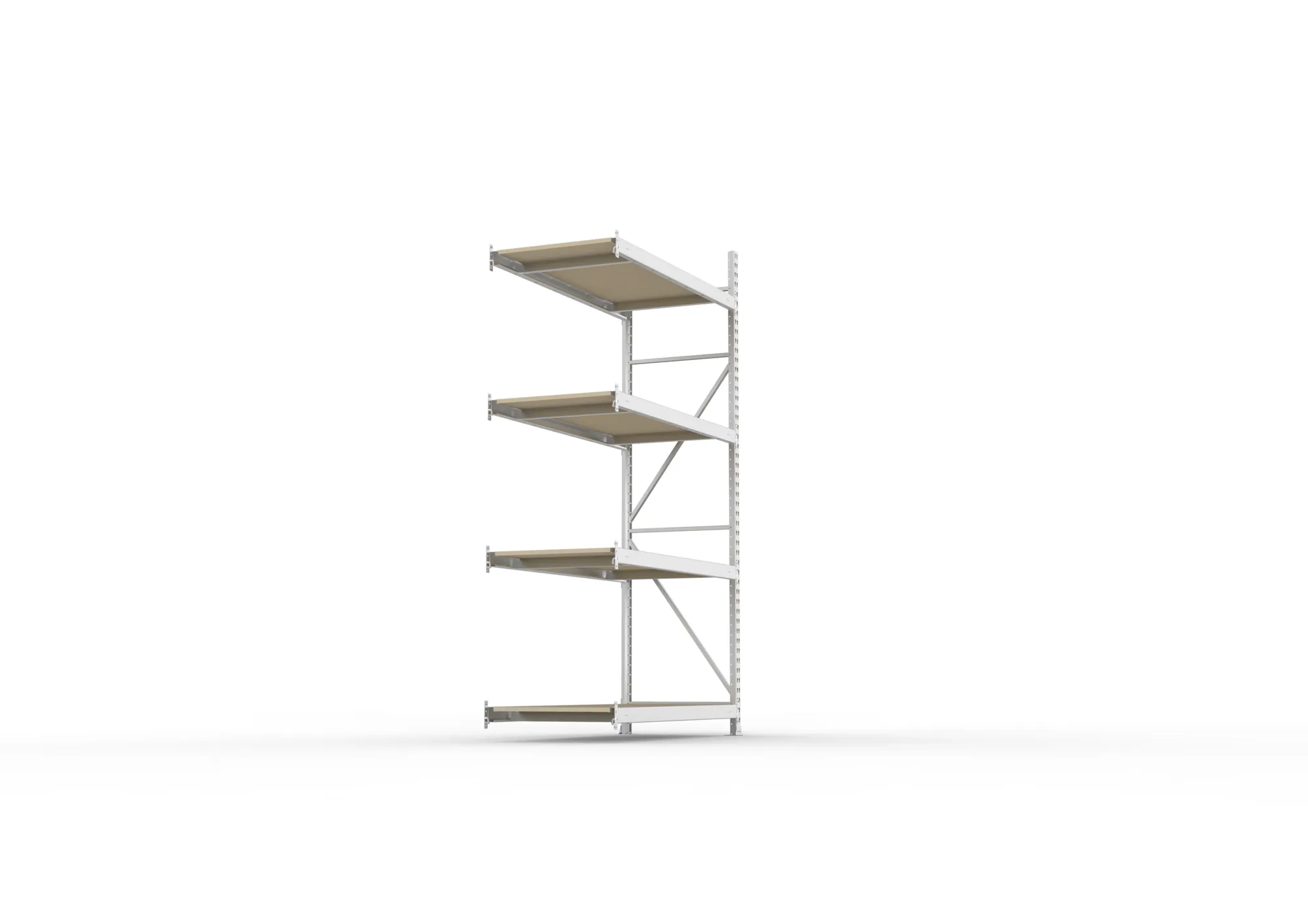 META MINI-RACK Weitspannregal | Anbauregal | 2500 x 1400 x 650 mm | Fachlast 600 kg | Spanplattenböden | 4 Ebenen