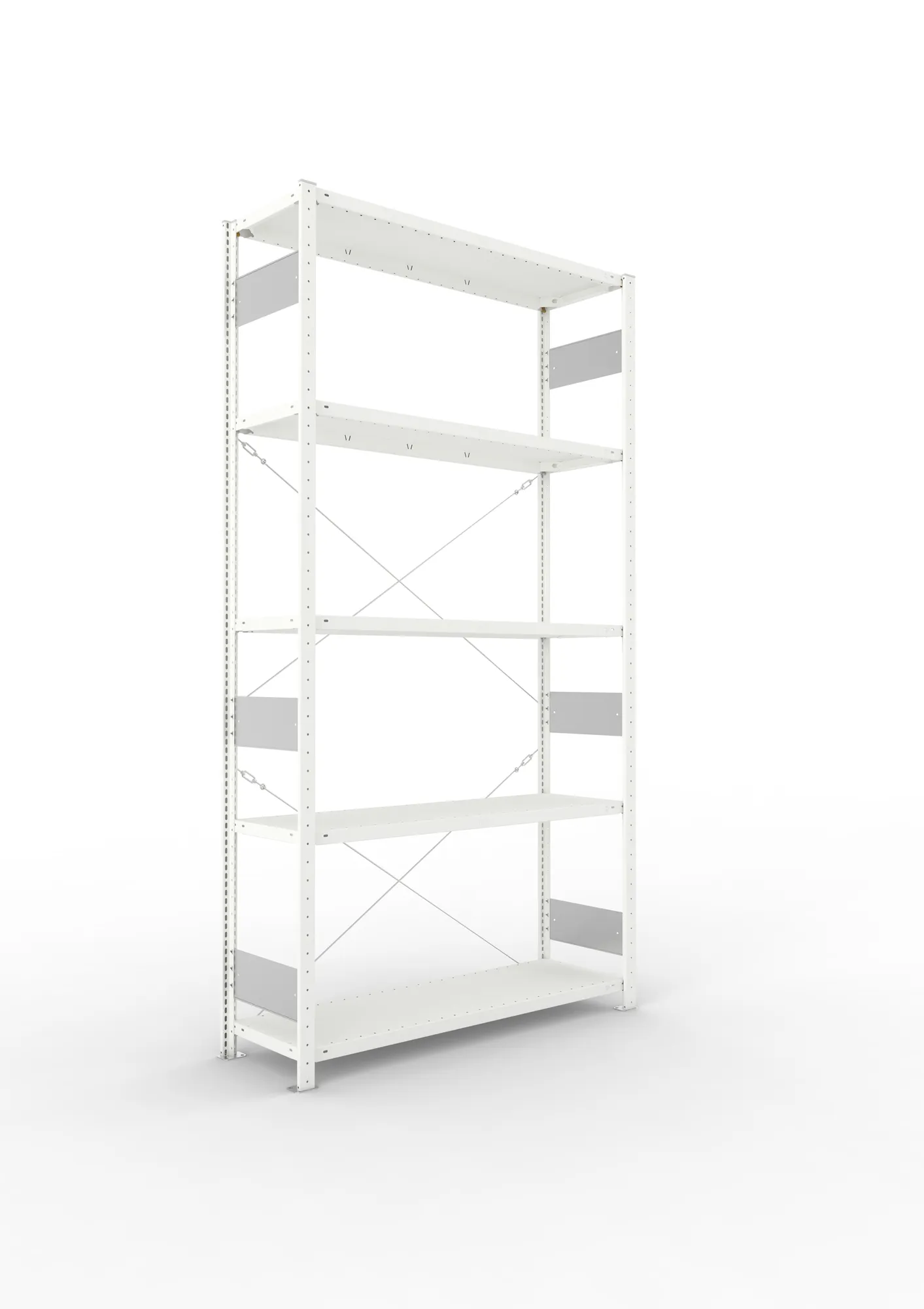 META CLIP S3 | Fachbodenregal | Grundregal | 2500 x 1300 x 400 mm | Fachlast 230 kg | 4+1 Ebenen | RAL 7035