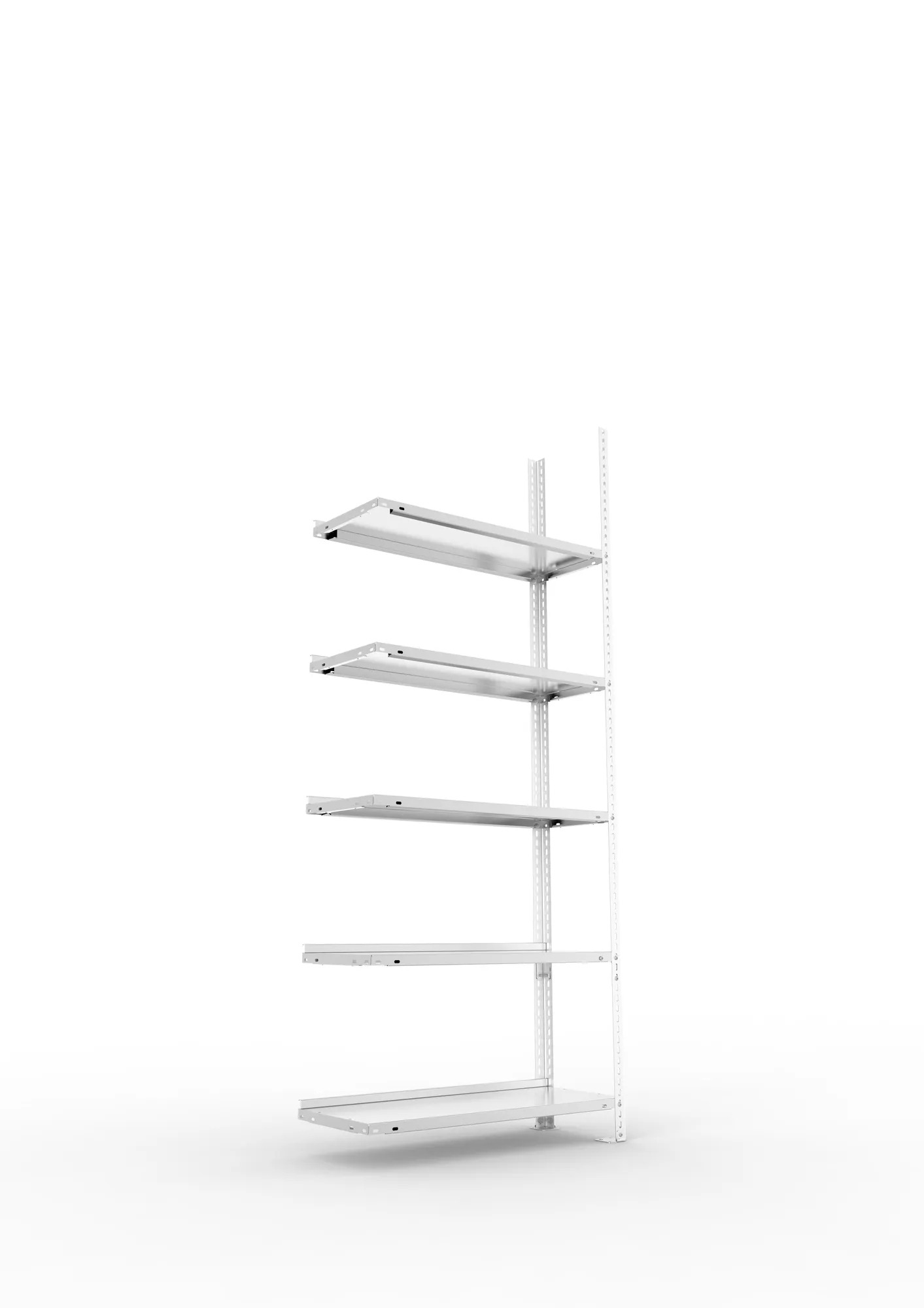 META FIX COMPACT | Büro-Schraubregal | Anbauregal | 1850 x 750 x 300 mm | Fachlast 80 kg | 5 Ebenen | verzinkt
