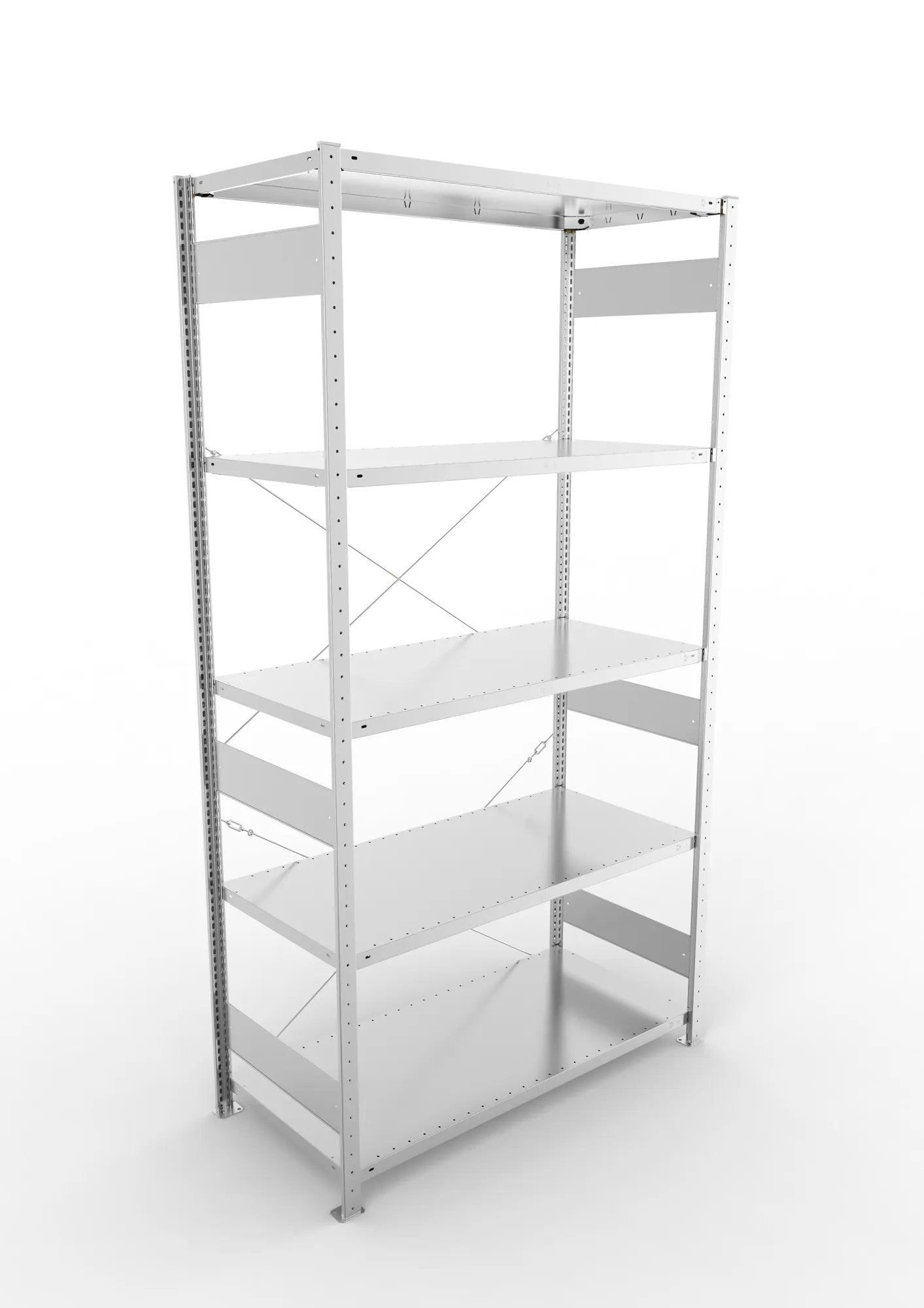 META CLIP | Fachbodenregal | Grundregal | 2500 x 1300 x 600 mm | Fachlast 230 kg | 4+1 Ebenen | verzinkt