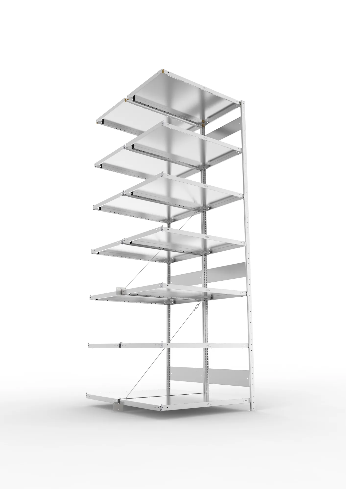 META CLIP | Fachbodenregal | Doppel-Anbauregal | 3000 x 1000 x 600 mm | Fachlast 230 kg | 6+1 Ebenen | verzinkt