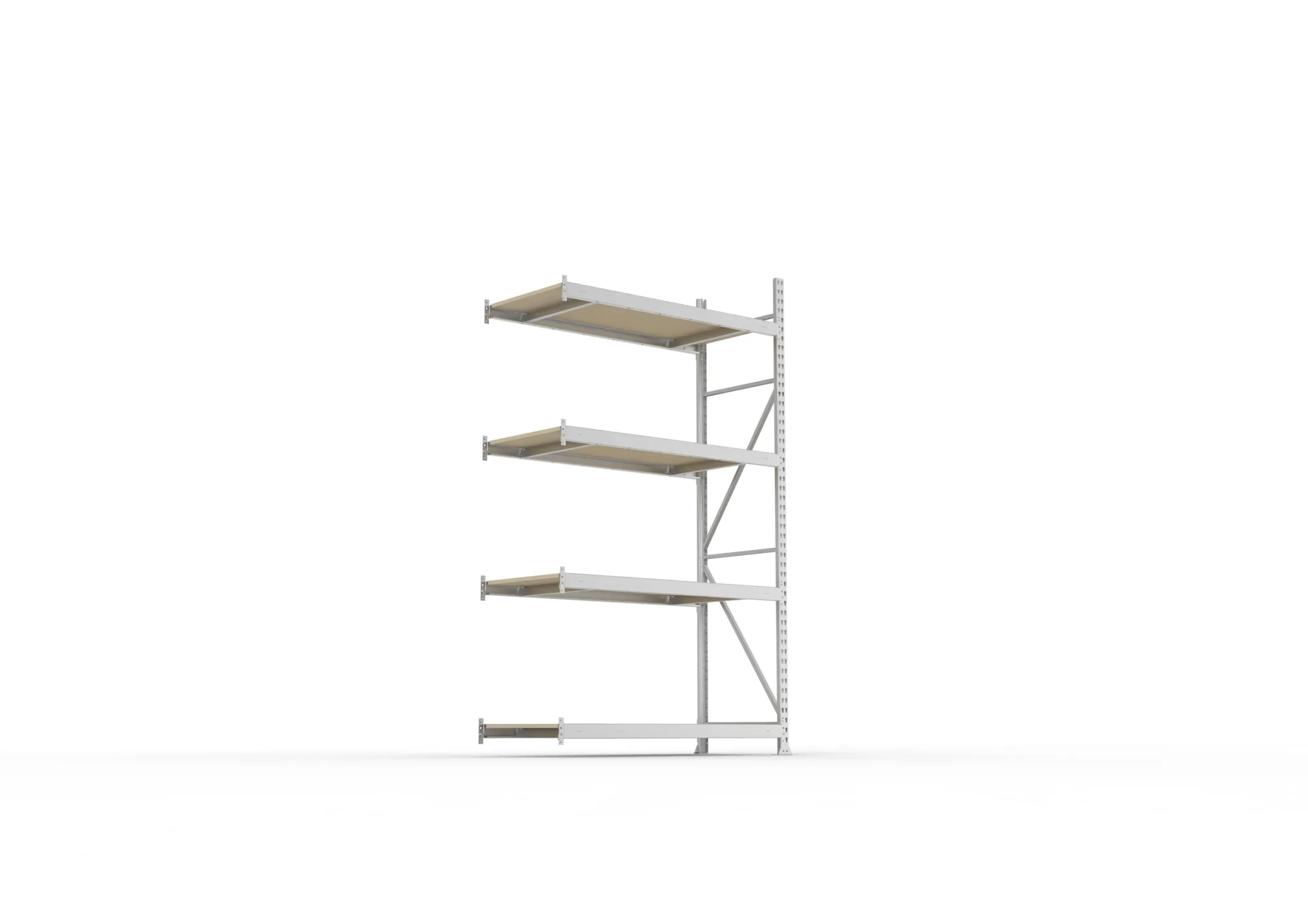 META MINI-RACK Weitspannregal | Anbauregal | 2500 x 1400 x 650 mm | Fachlast 600 kg | Spanplattenböden | 4 Ebenen