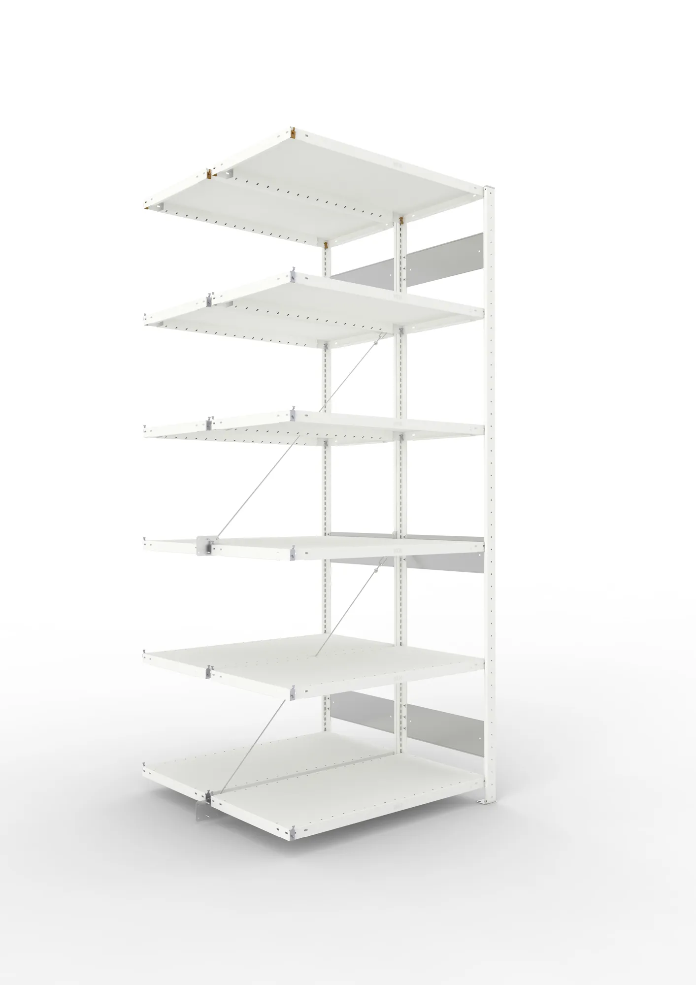 META CLIP S3 | Fachbodenregal | Doppel-Anbauregal | 2500 x 1000 x 400 mm | Fachlast 230 kg | 5+1 Ebenen | RAL 7035
