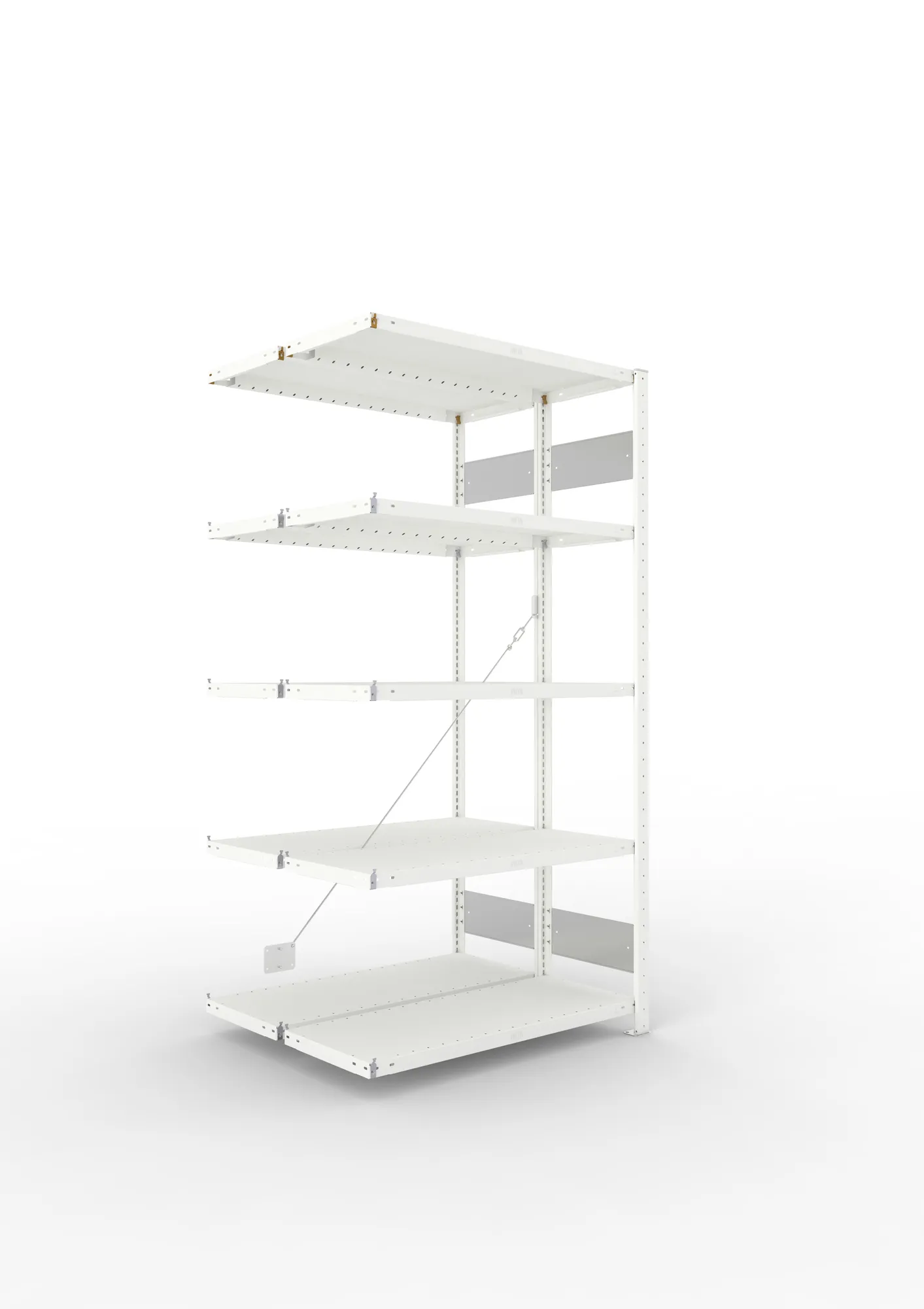 META CLIP S3 | Fachbodenregal | Doppel-Anbauregal | 2000 x 1000 x 400 mm | Fachlast 100 kg | 4+1 Ebenen | RAL 7035