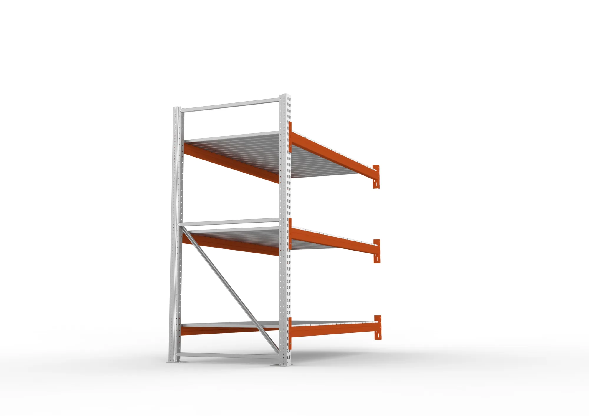 META MULTIPAL | Großfachregal | Anbauregal | 2200 x 2225 x 1100 mm | Fachlast 1900 kg | 3 Ebenen | Stahlpaneele | verzinkt