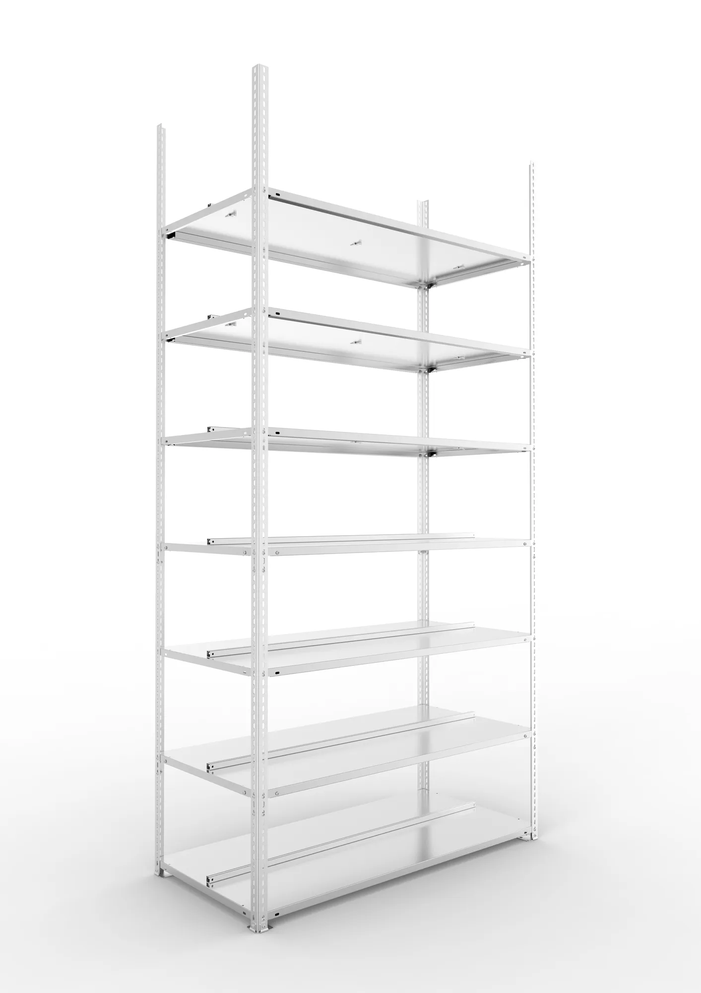 META FIX COMPACT | Büro-Schraubregal | Grundregal | 2500 x 1250 x 600 mm | Fachlast 100 kg | 7 Ebenen | verzinkt