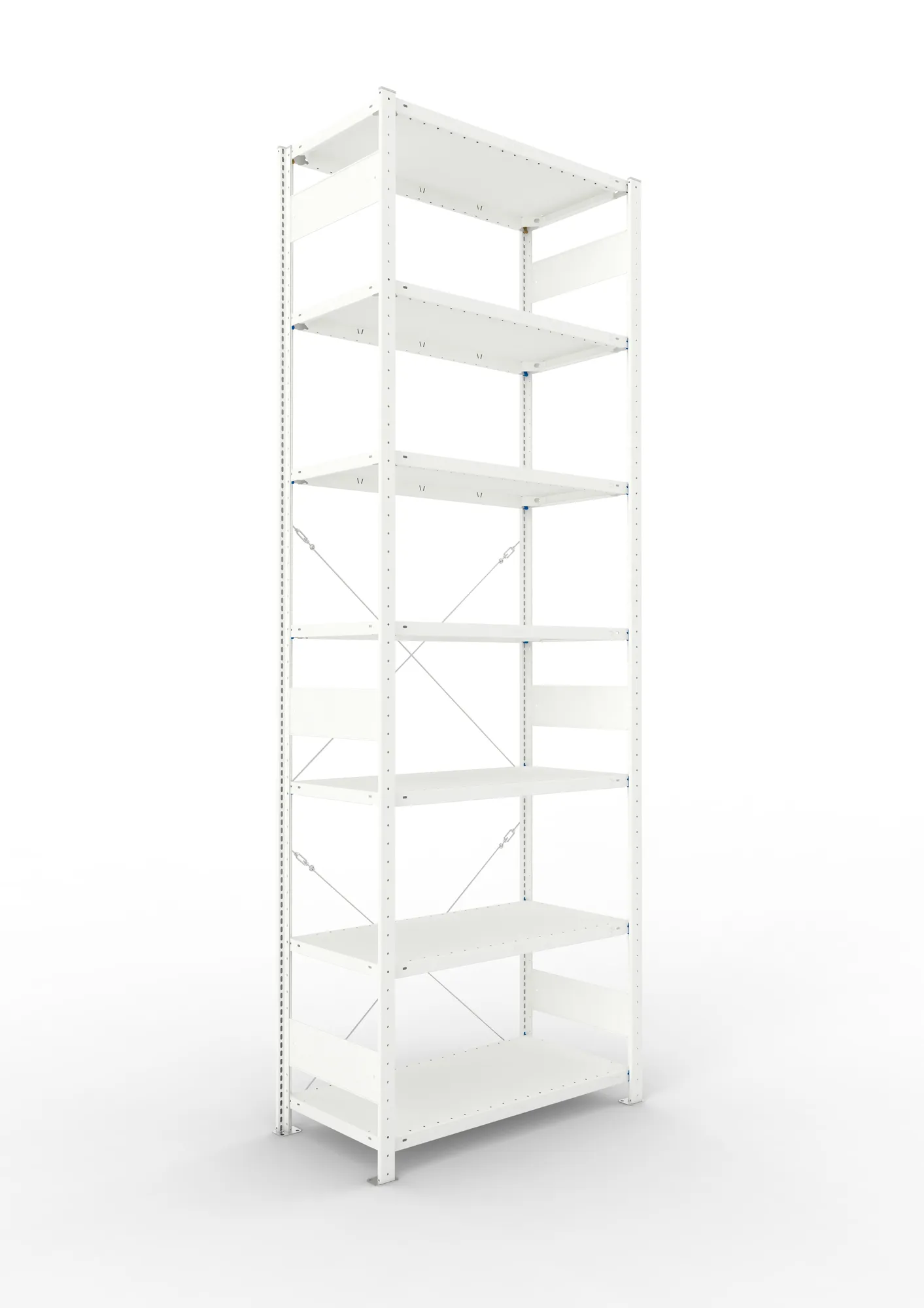 META CLIP | Fachbodenregal | Grundregal | 3000 x 1000 x 500 mm | Fachlast 150 kg | 6+1 Ebenen | RAL 7035