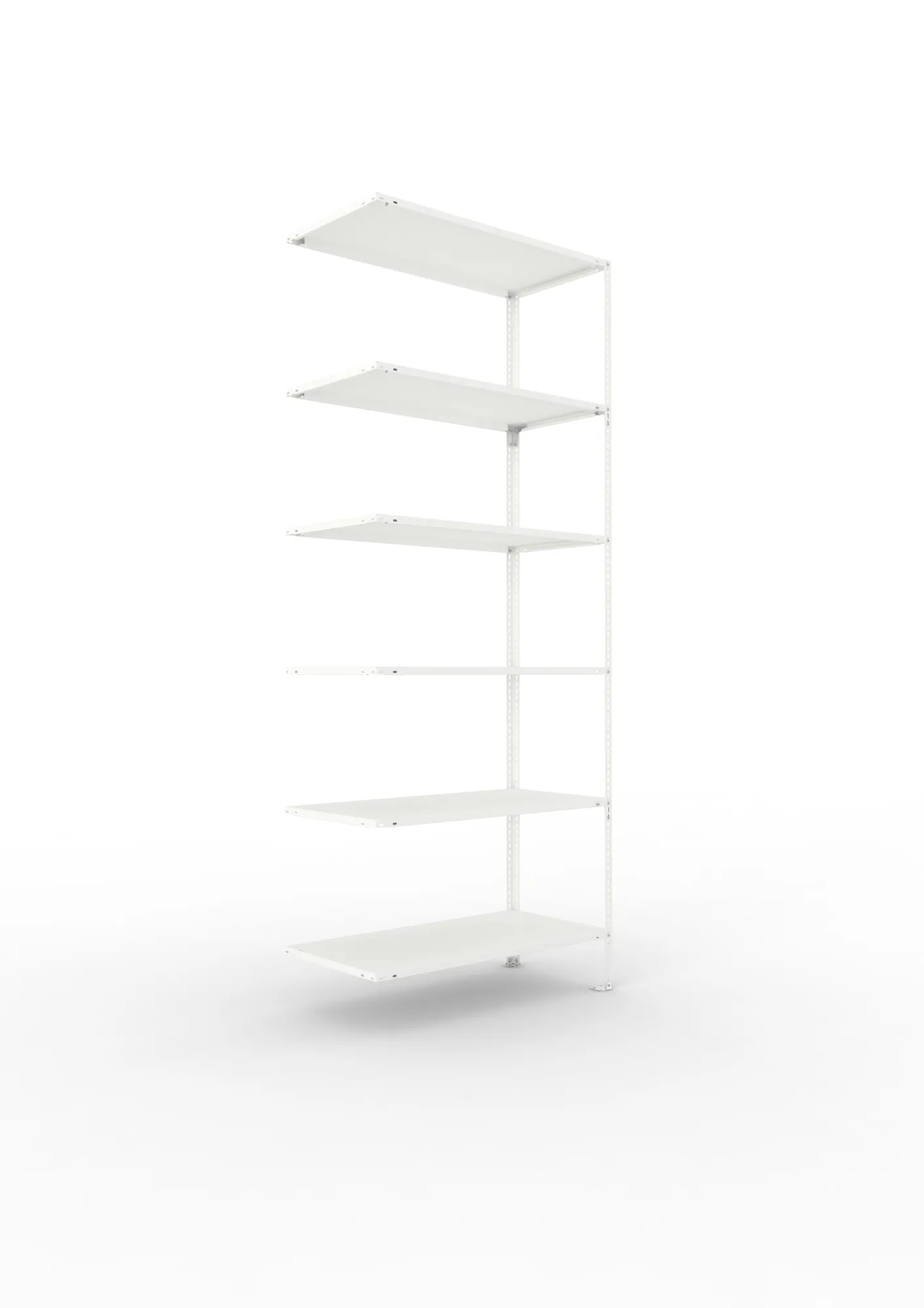 META FIX | Fachbodenregal | Anbauregal | 2500 x 1000 x 500 mm | Fachlast 80 kg | 6 Ebenen | RAL 7035