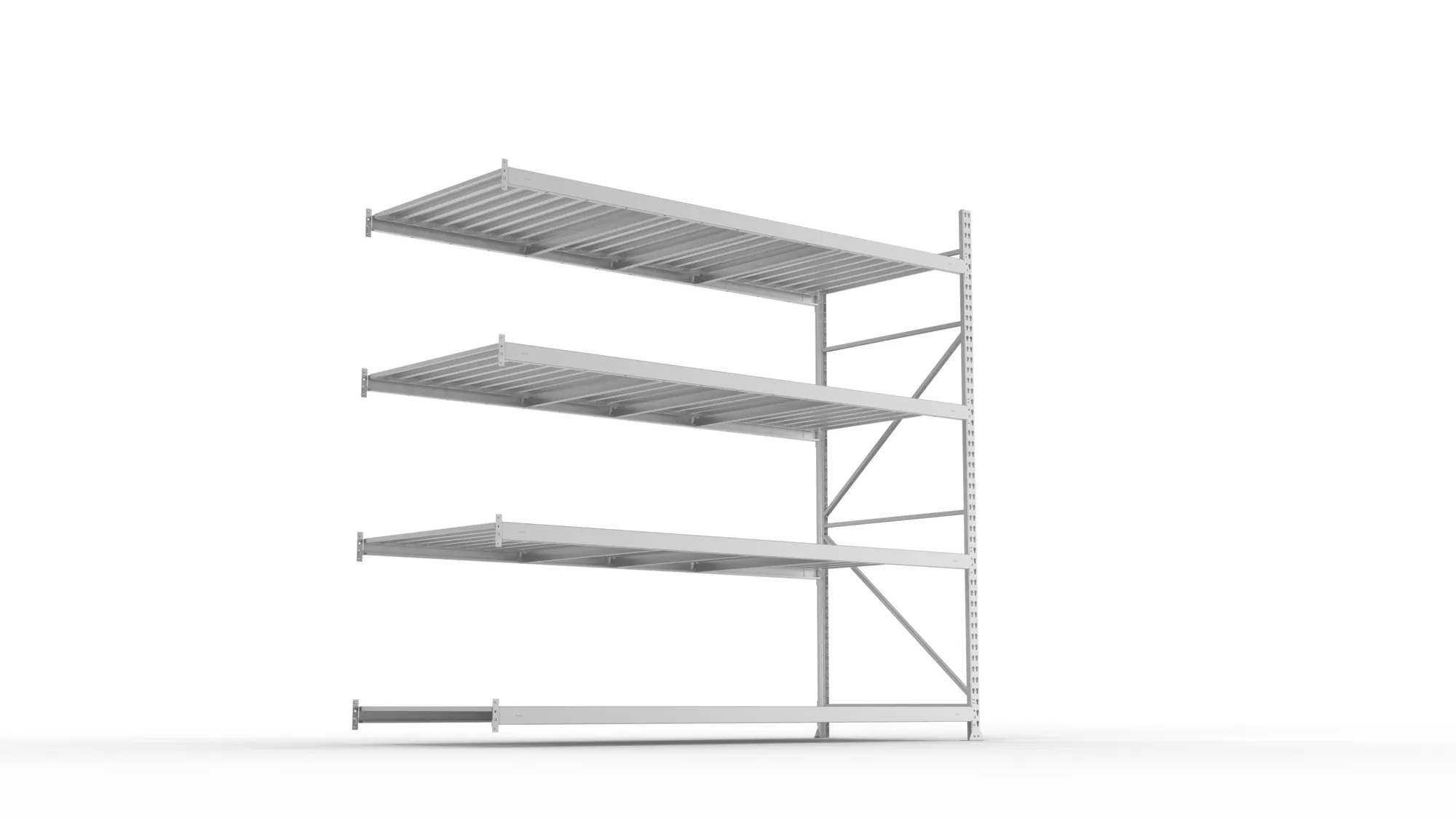 META MINI-RACK Weitspannregal | Anbauregal | 2500 x 2600 x 1050 mm | Fachlast 490 kg | Stahlpaneelböden | 4 Ebenen