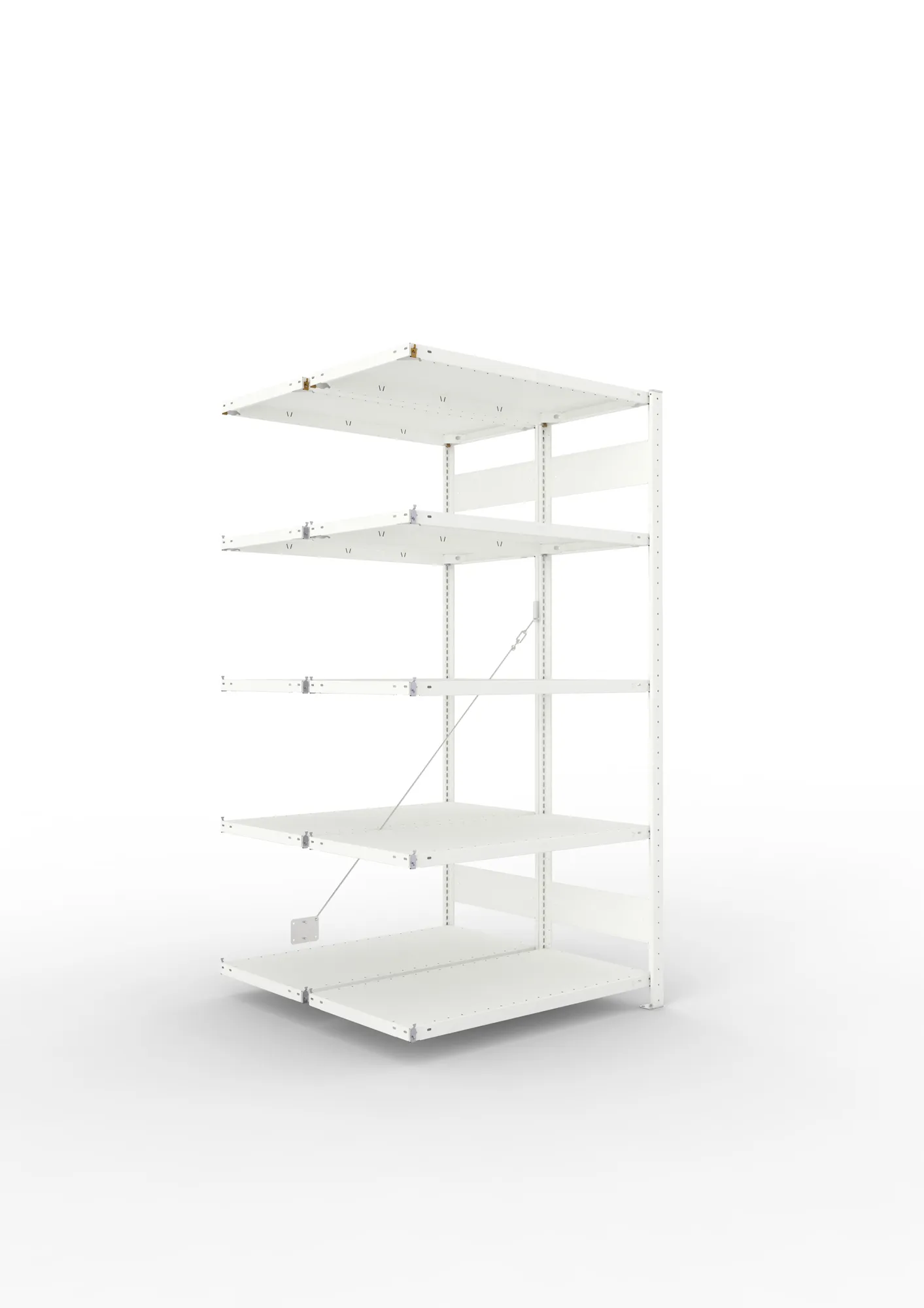 META CLIP | Fachbodenregal | Doppel-Anbauregal | 2000 x 1000 x 500 mm | Fachlast 150 kg | 4+1 Ebenen | RAL 7035