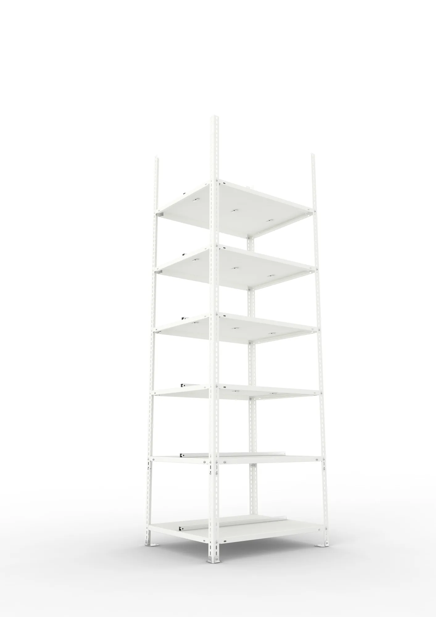META FIX COMPACT | Büro-Schraubregal | Grundregal | 2200 x 750 x 600 mm | Fachlast 100 kg | 6 Ebenen | RAL 7035