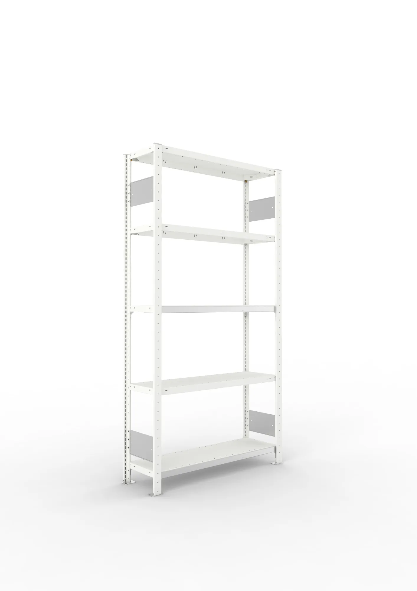 META CLIP S3 | Fachbodenregal | Grundregal | 2000 x 1000 x 300 mm | Fachlast 150 kg | 4+1 Ebenen | Längsriegel | RAL 7035