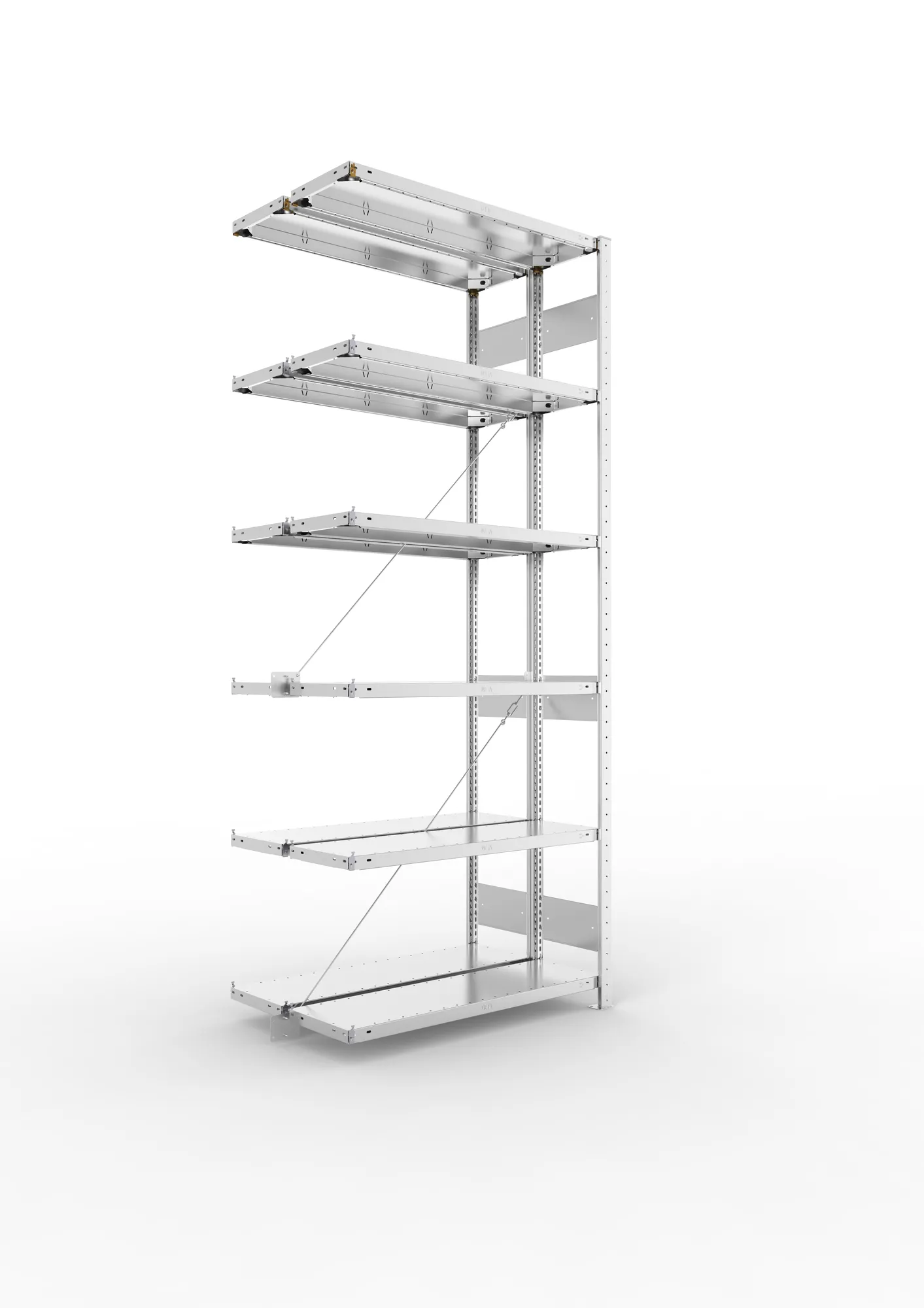 META CLIP S3 | Fachbodenregal | Doppel-Anbauregal | 2500 x 1000 x 300 mm | Fachlast 150 kg | 5+1 Ebenen | verzinkt