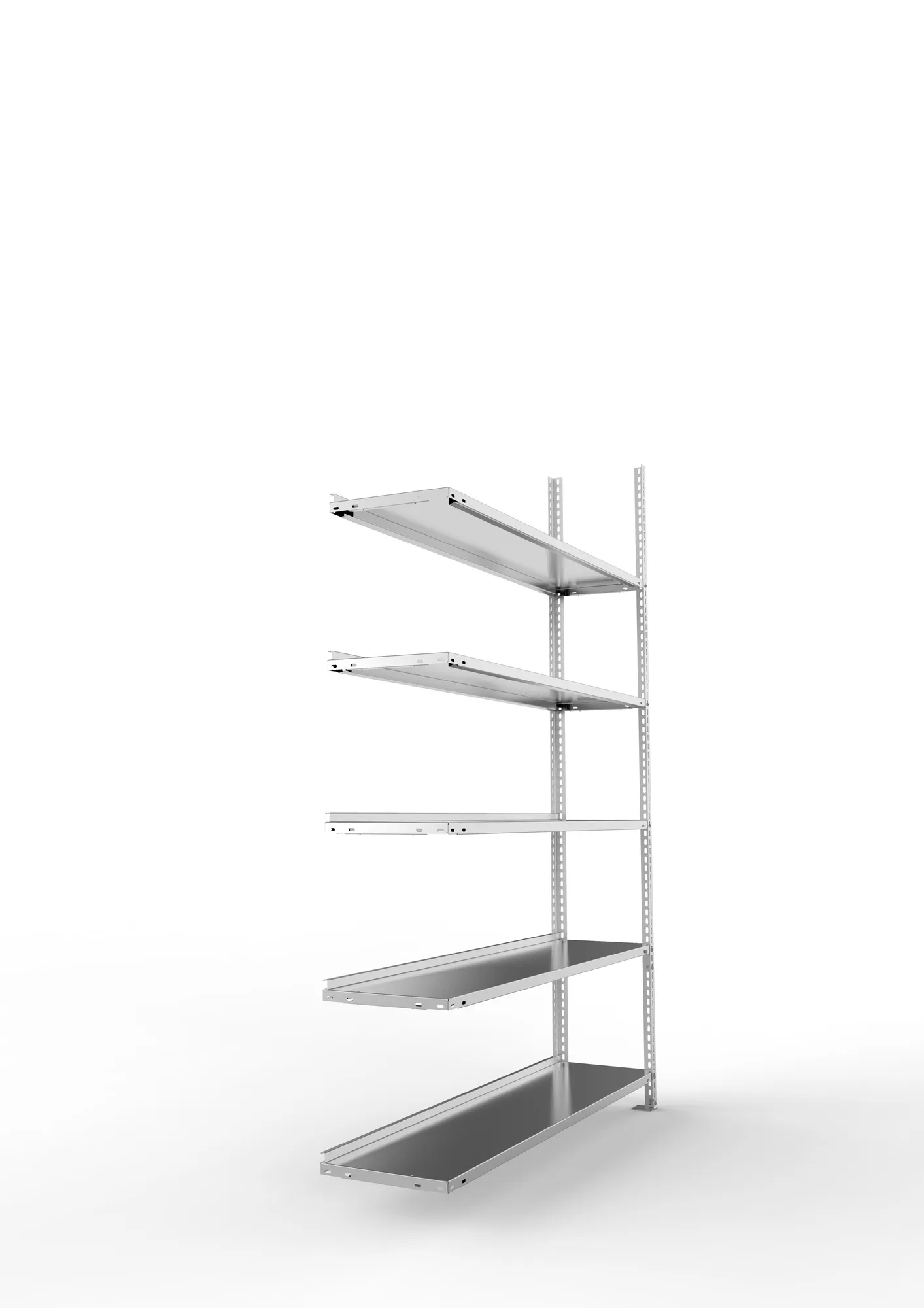 META FIX COMPACT | Büro-Schraubregal | Anbauregal | 1850 x 1250 x 300 mm | Fachlast 80 kg | 5 Ebenen | verzinkt