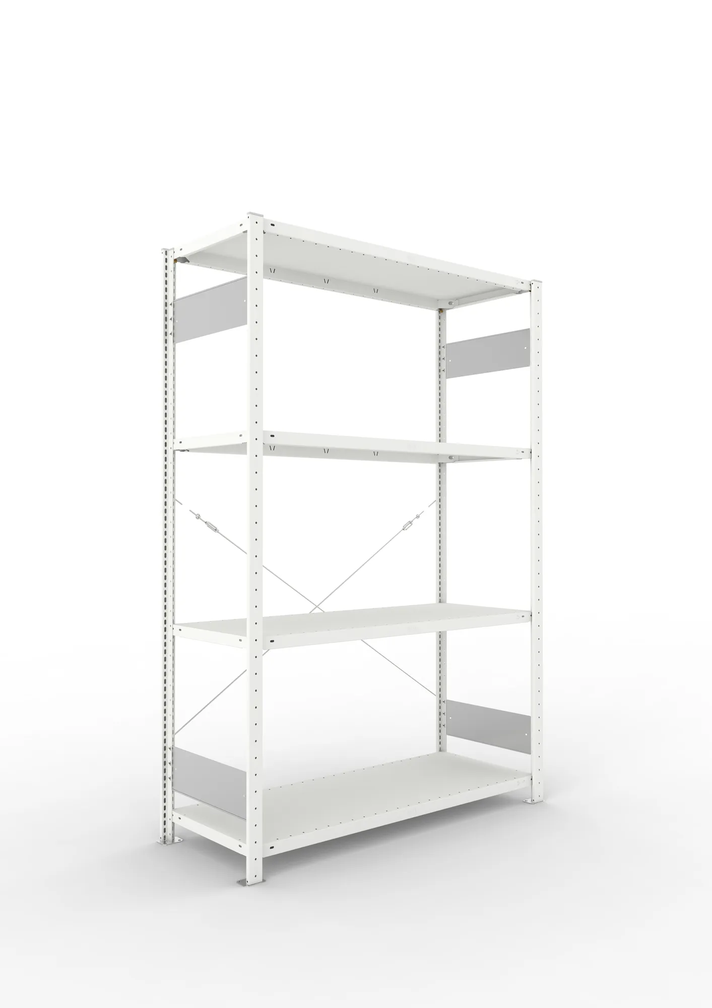 META CLIP S3 | Fachbodenregal | Grundregal | 2000 x 1300 x 500 mm | Fachlast 150 kg | 3+1 Ebenen | RAL 7035