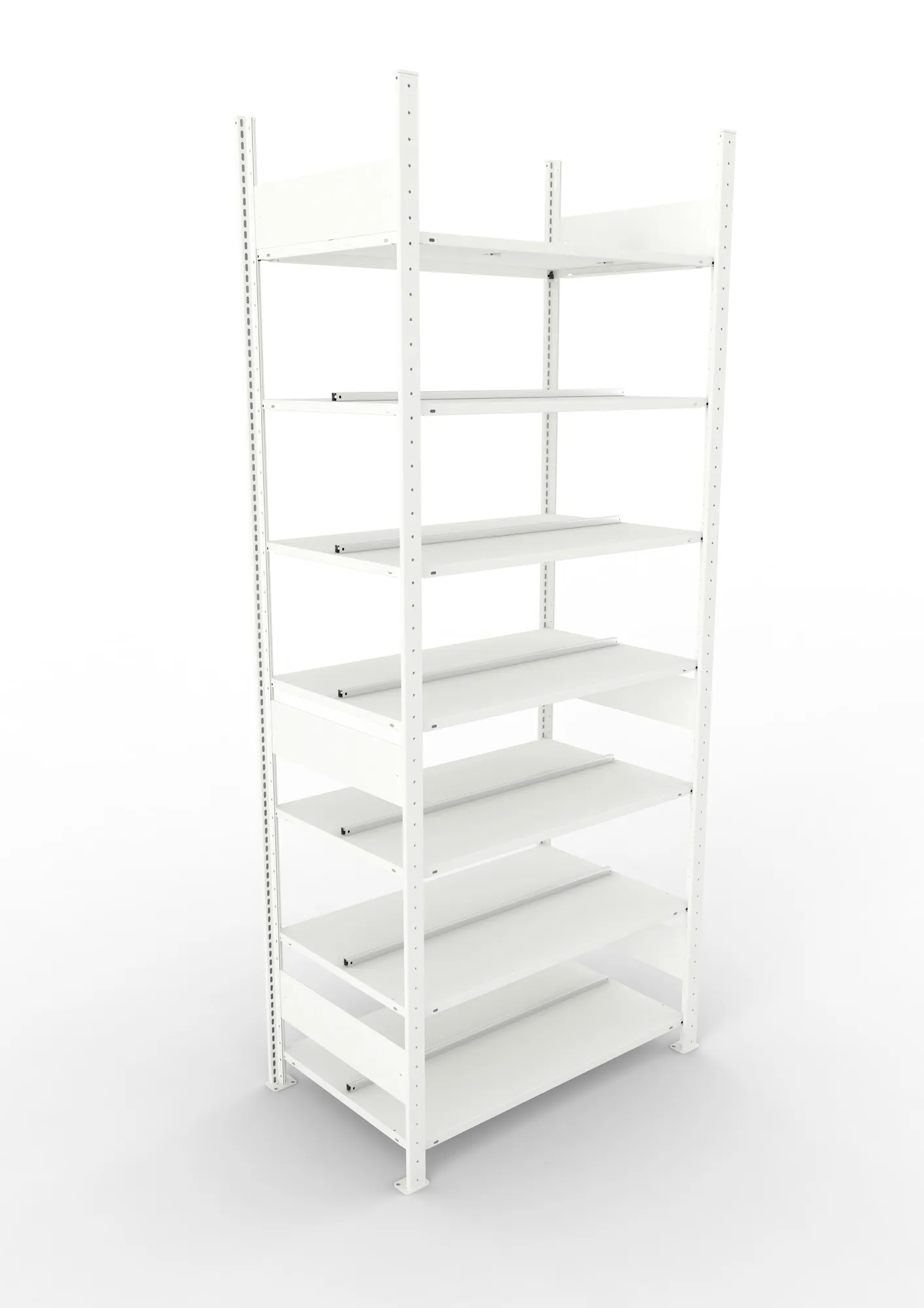 META COMPACT | Büro-Steckregal | Grundregal | 2500 x 1000 x 600 mm | Fachlast 100 kg | 7 Ebenen | RAL 7035