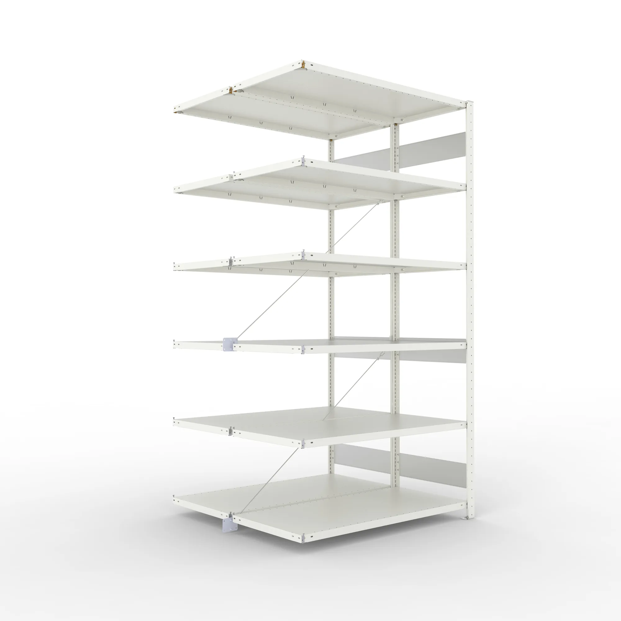 META CLIP S3 | Fachbodenregal | Doppel-Anbauregal | 2500 x 1300 x 600 mm | Fachlast 150 kg | 5+1 Ebenen | RAL 7035