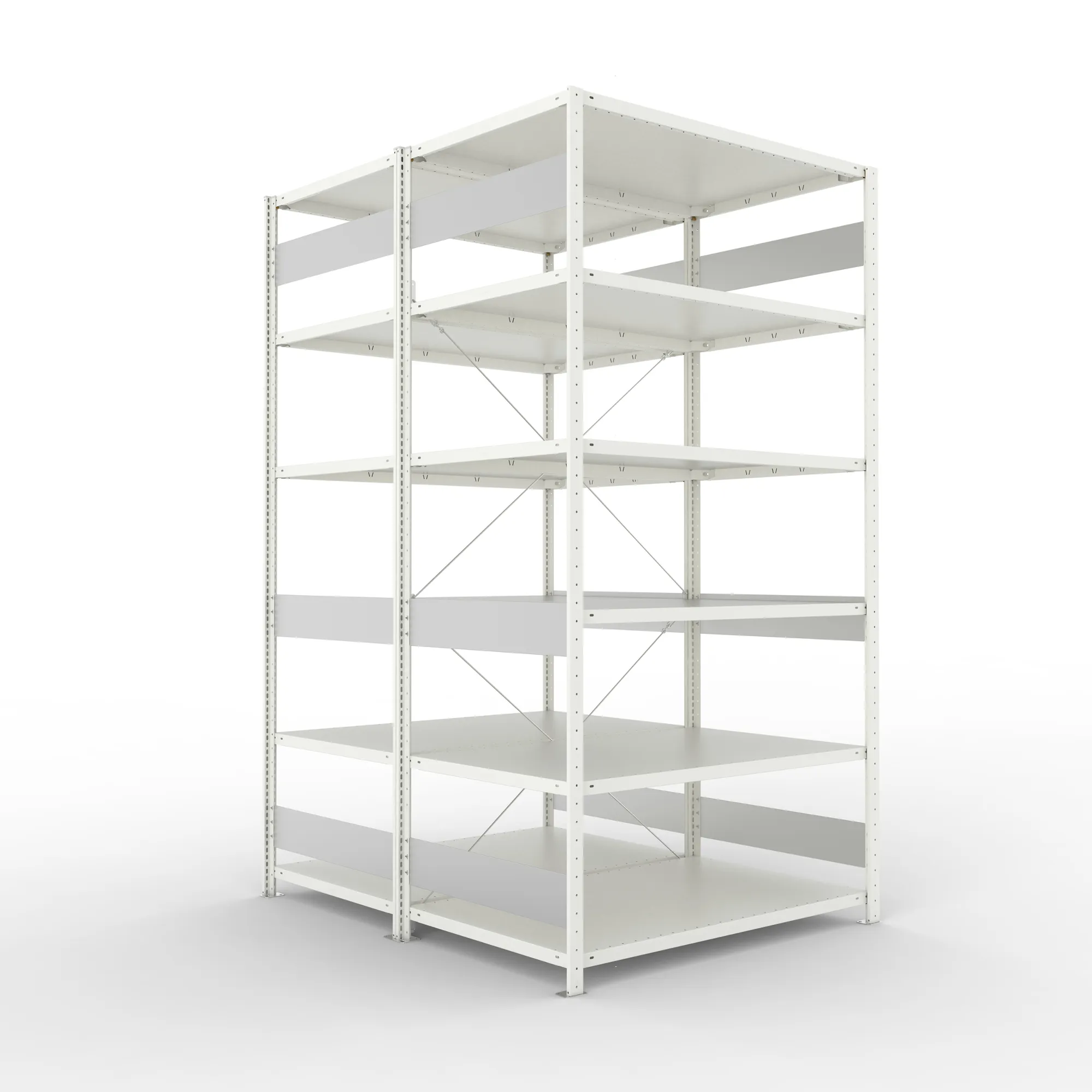META CLIP S3 | Fachbodenregal | Doppel-Grundregal | 2500 x 1300 x 800 mm | Fachlast 230 kg | 5+1 Ebenen | RAL 7035