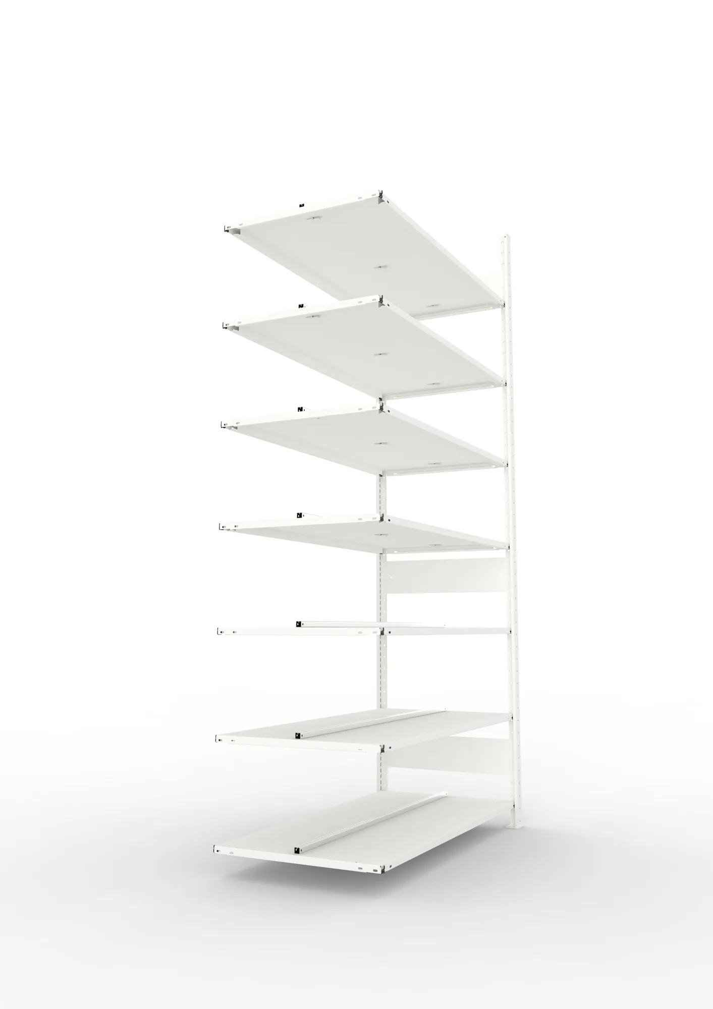 META COMPACT | Büro-Steckregal | Anbauregal | 2500 x 1250 x 600 mm | Fachlast 100 kg | 7 Ebenen | RAL 7035