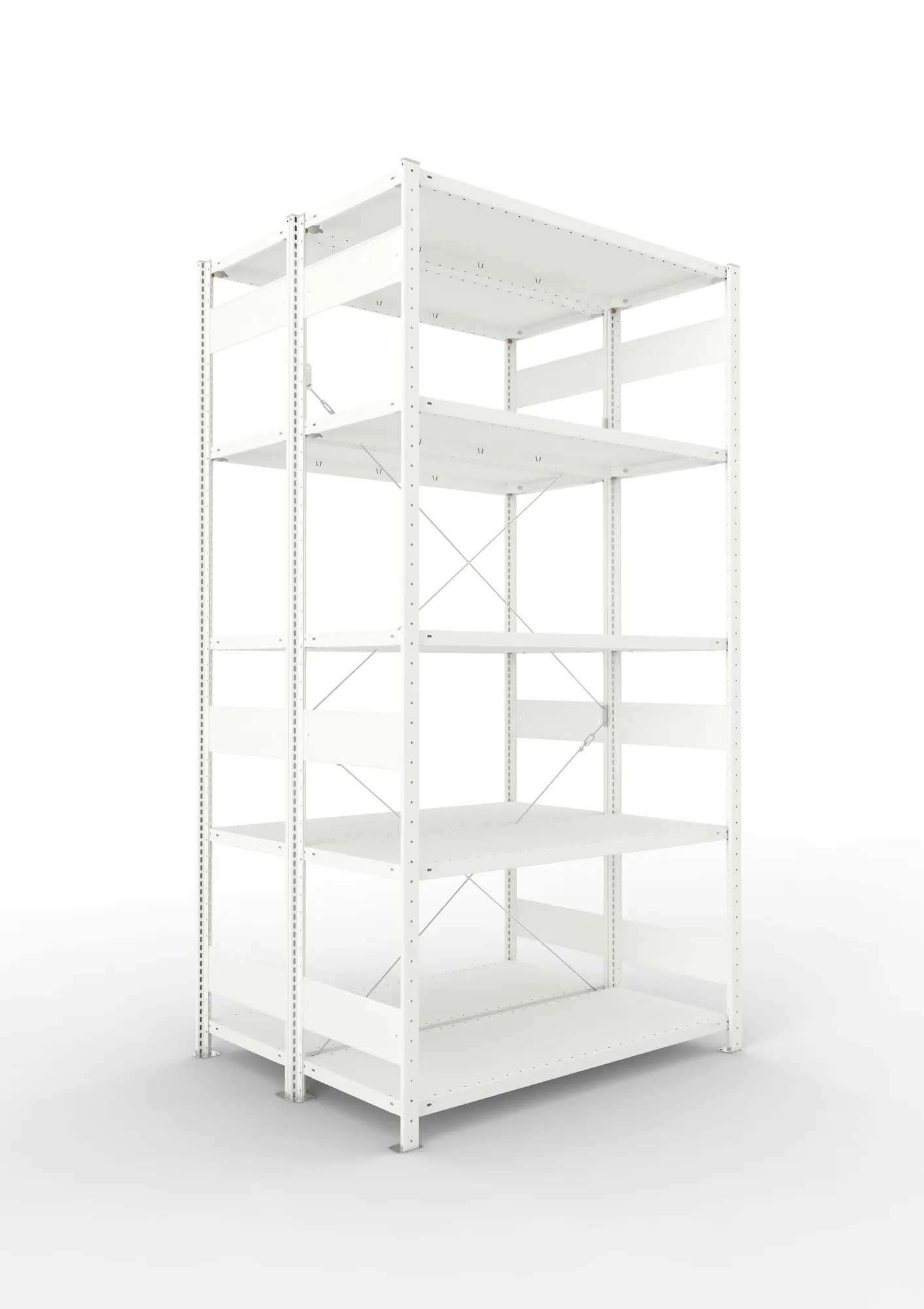 META CLIP | Fachbodenregal | Doppel-Grundregal | 2500 x 1300 x 500 mm | Fachlast 230 kg | 4+1 Ebenen | RAL 7035