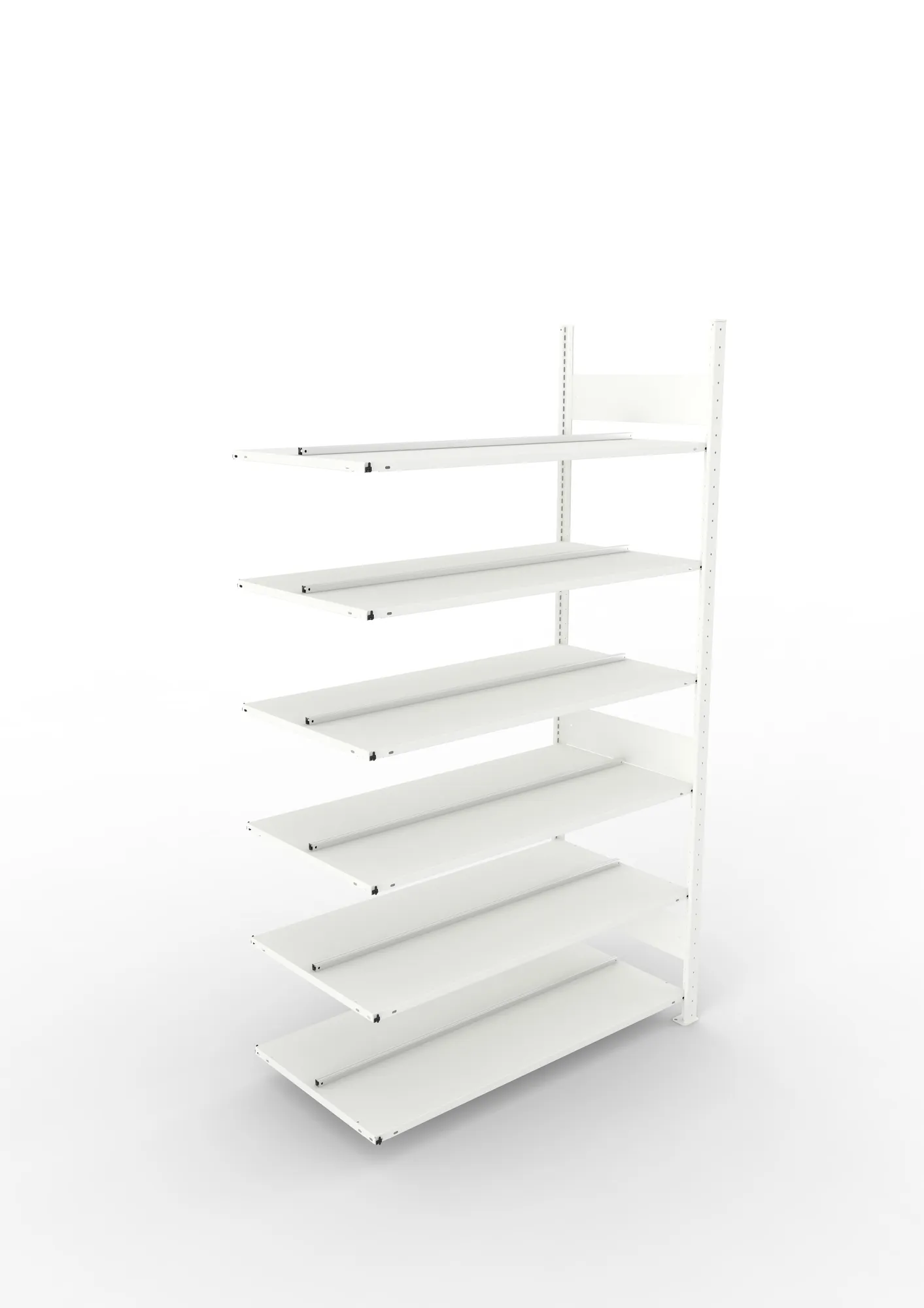 META COMPACT | Büro-Steckregal | Anbauregal | 2200 x 1250 x 600 mm | Fachlast 100 kg | 6 Ebenen | RAL 7035