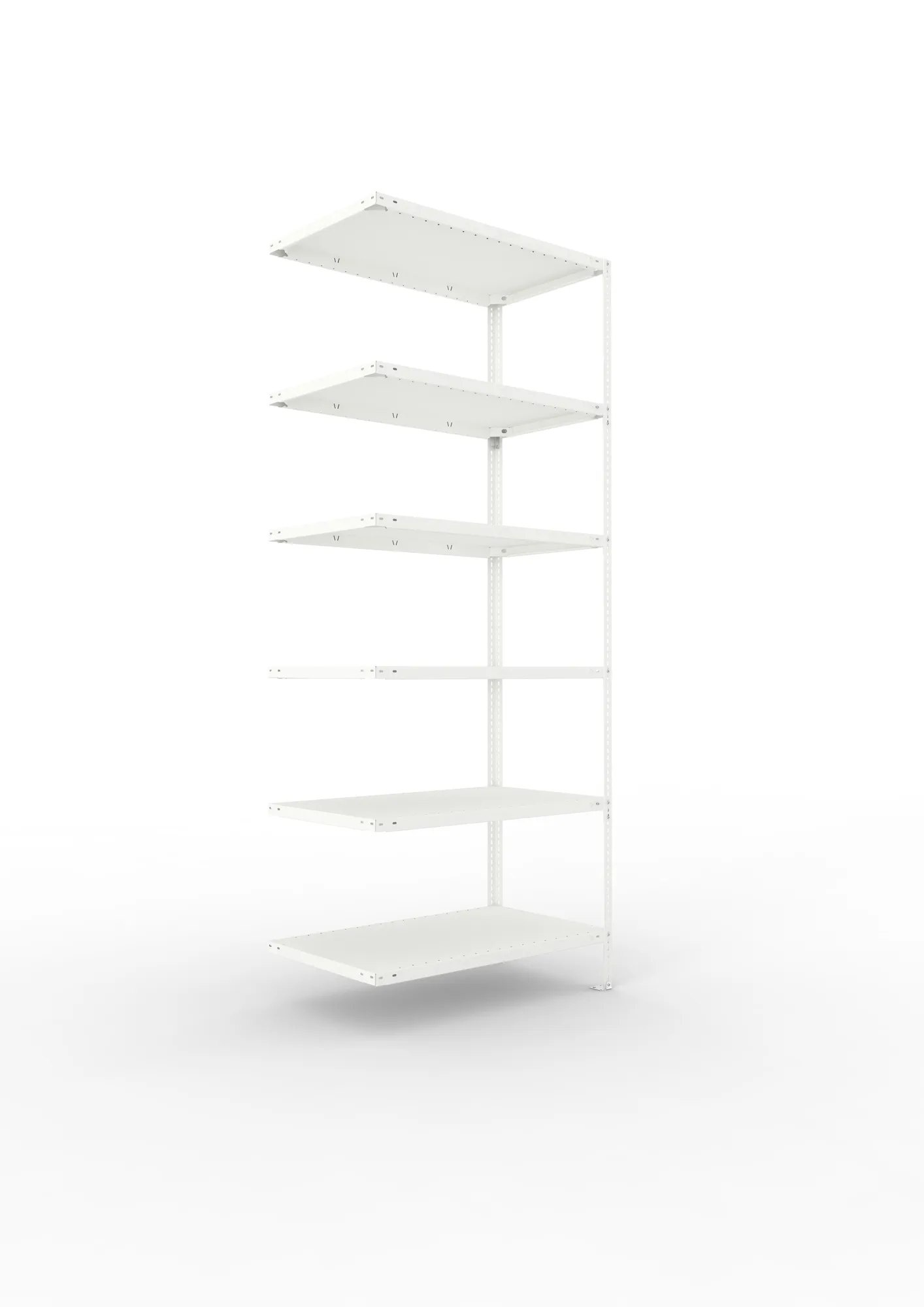 META FIX | Fachbodenregal | Anbauregal | 2500 x 1000 x 600 mm | Fachlast 150 kg | 6 Ebenen | RAL 7035