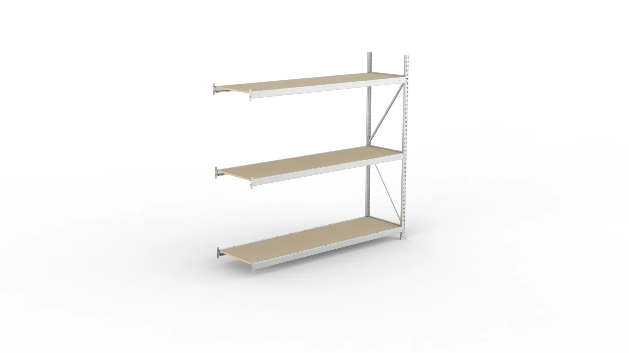 META MINI-RACK Weitspannregal | Anbauregal | 2200 x 2200 x 650 mm | Fachlast 600 kg | Spanplattenböden | 3 Ebenen