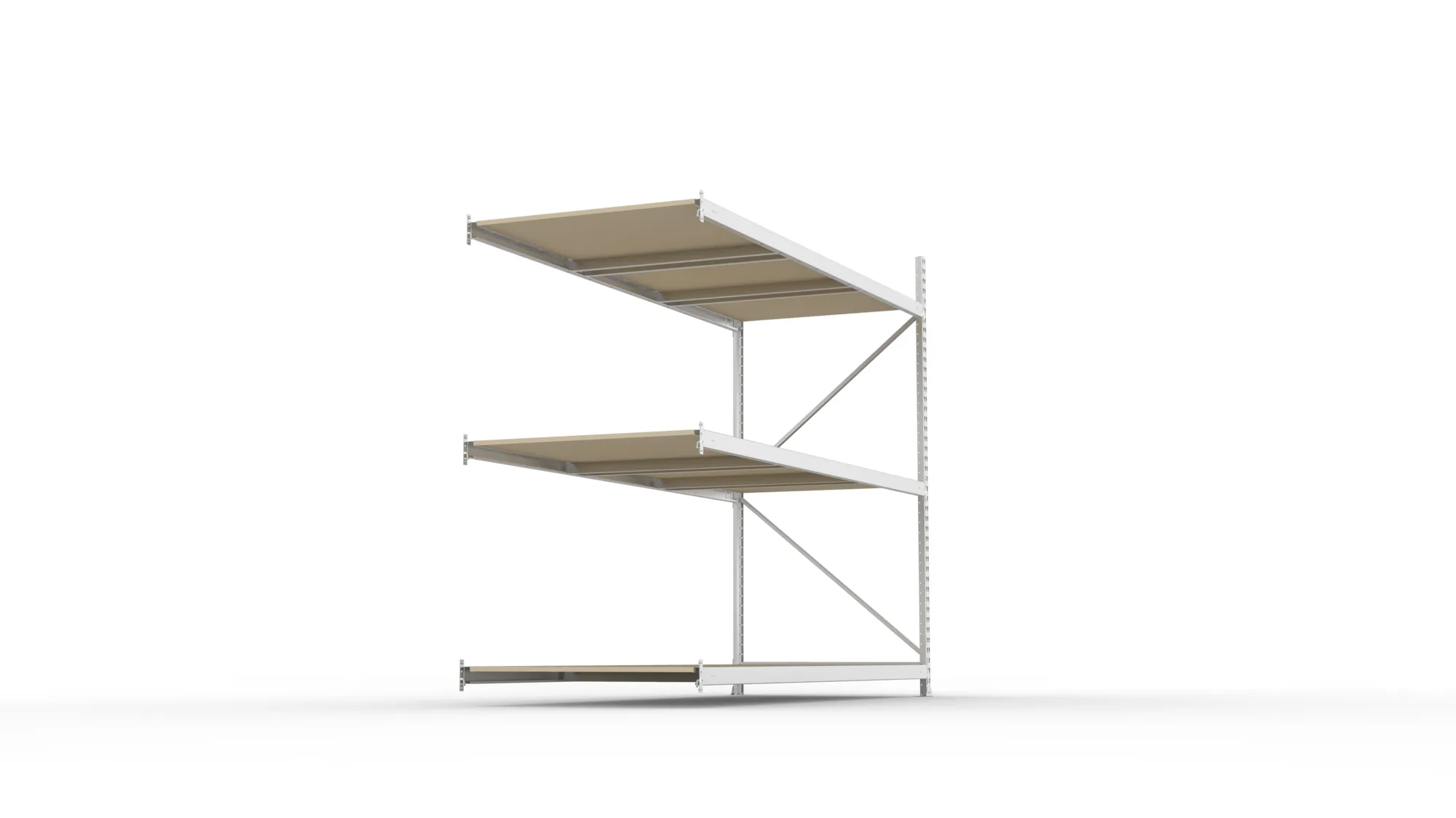 META MINI-RACK Weitspannregal | Anbauregal | 2200 x 2600 x 1050 mm | Fachlast 490 kg | Spanplattenböden | 3 Ebenen